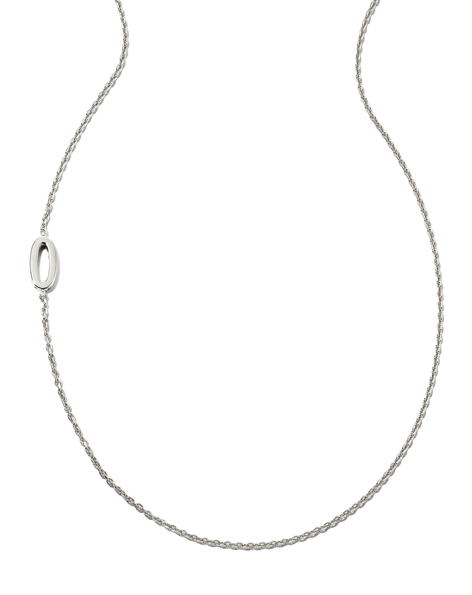 Letter O Inline Initial Necklace in Sterling Silver