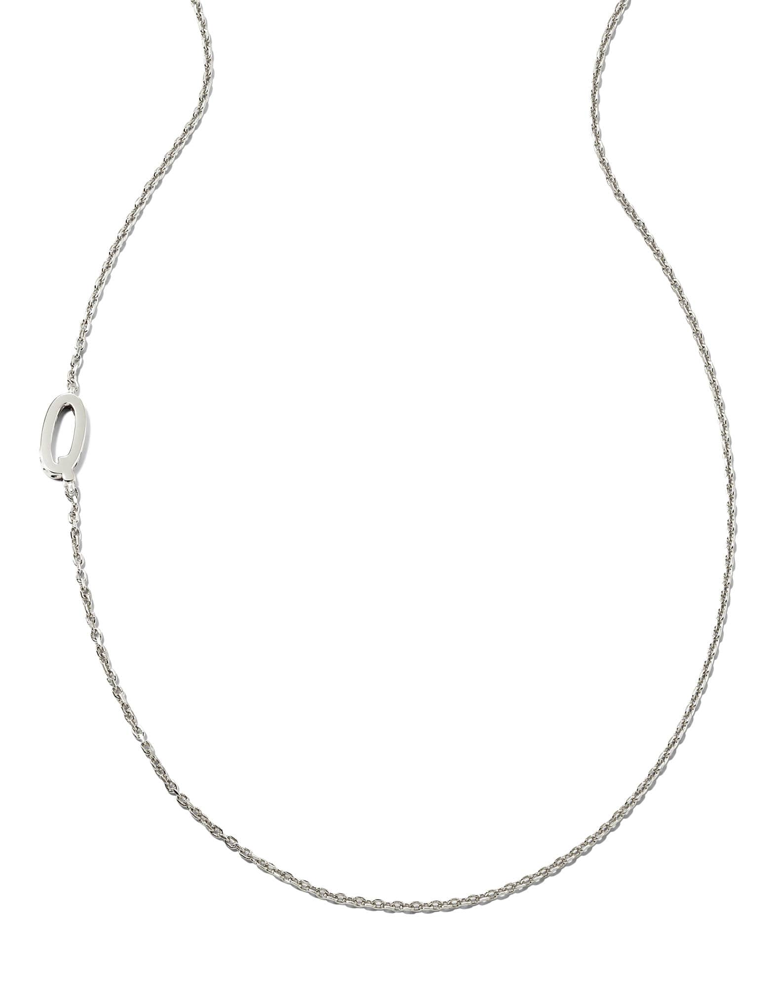 Letter Q Inline Initial Necklace in Sterling Silver