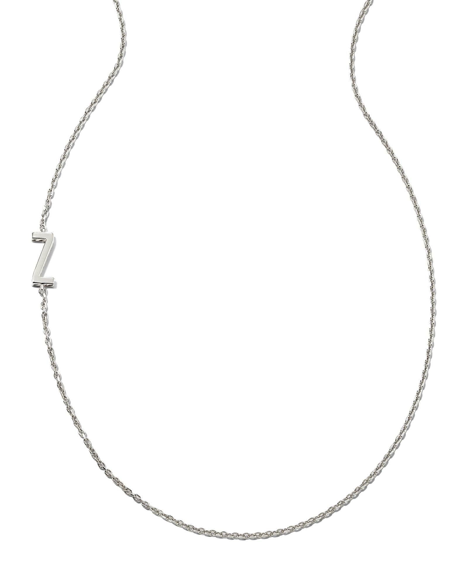 Letter Z Inline Initial Necklace in Sterling Silver