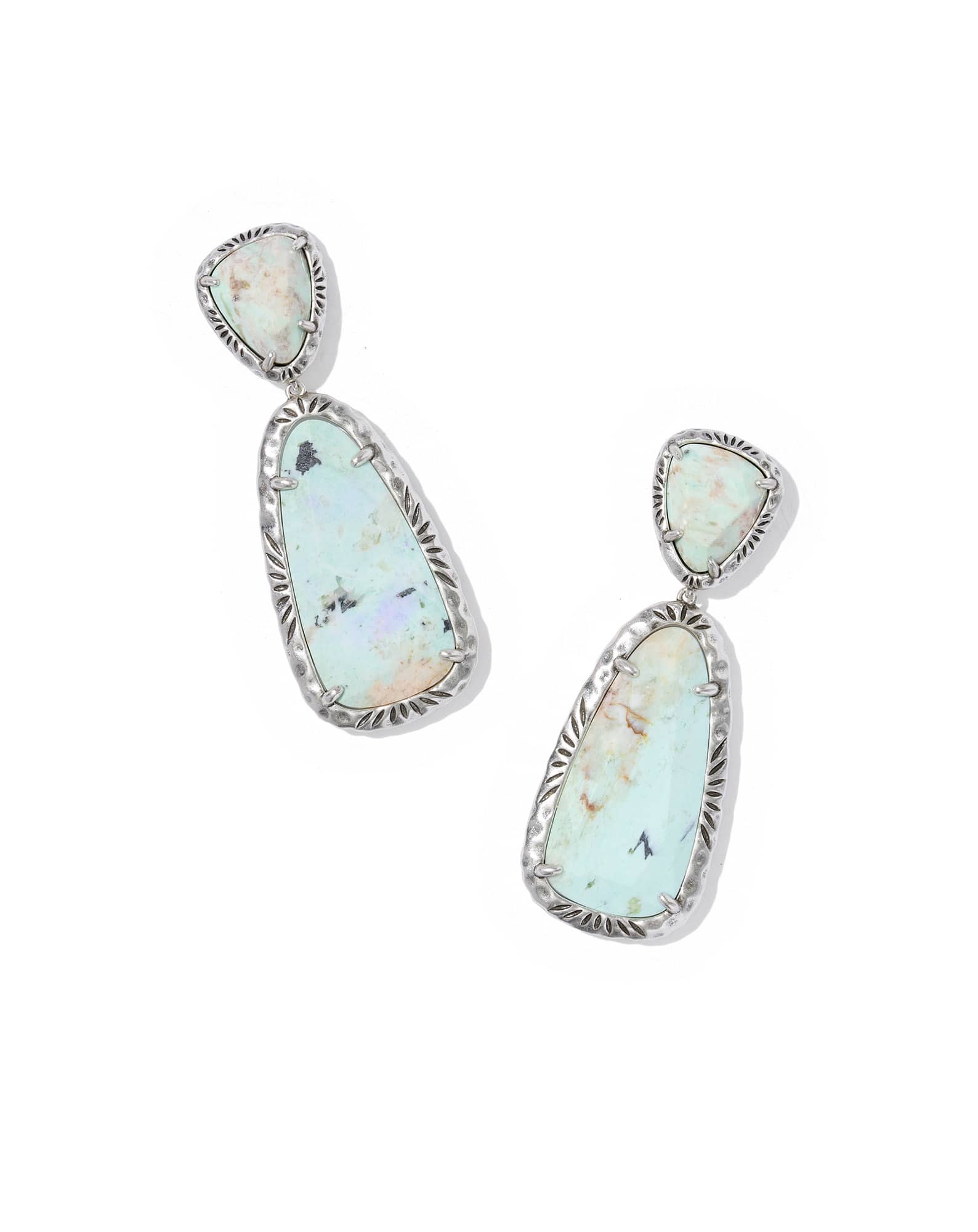 Jamie Etch Frame Vintage Silver Drop Earrings