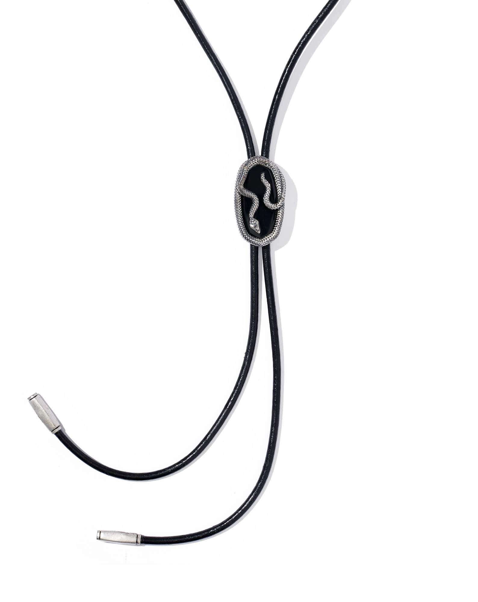 Phoenix Oxidized Sterling Silver Stone Bolo Necklace 