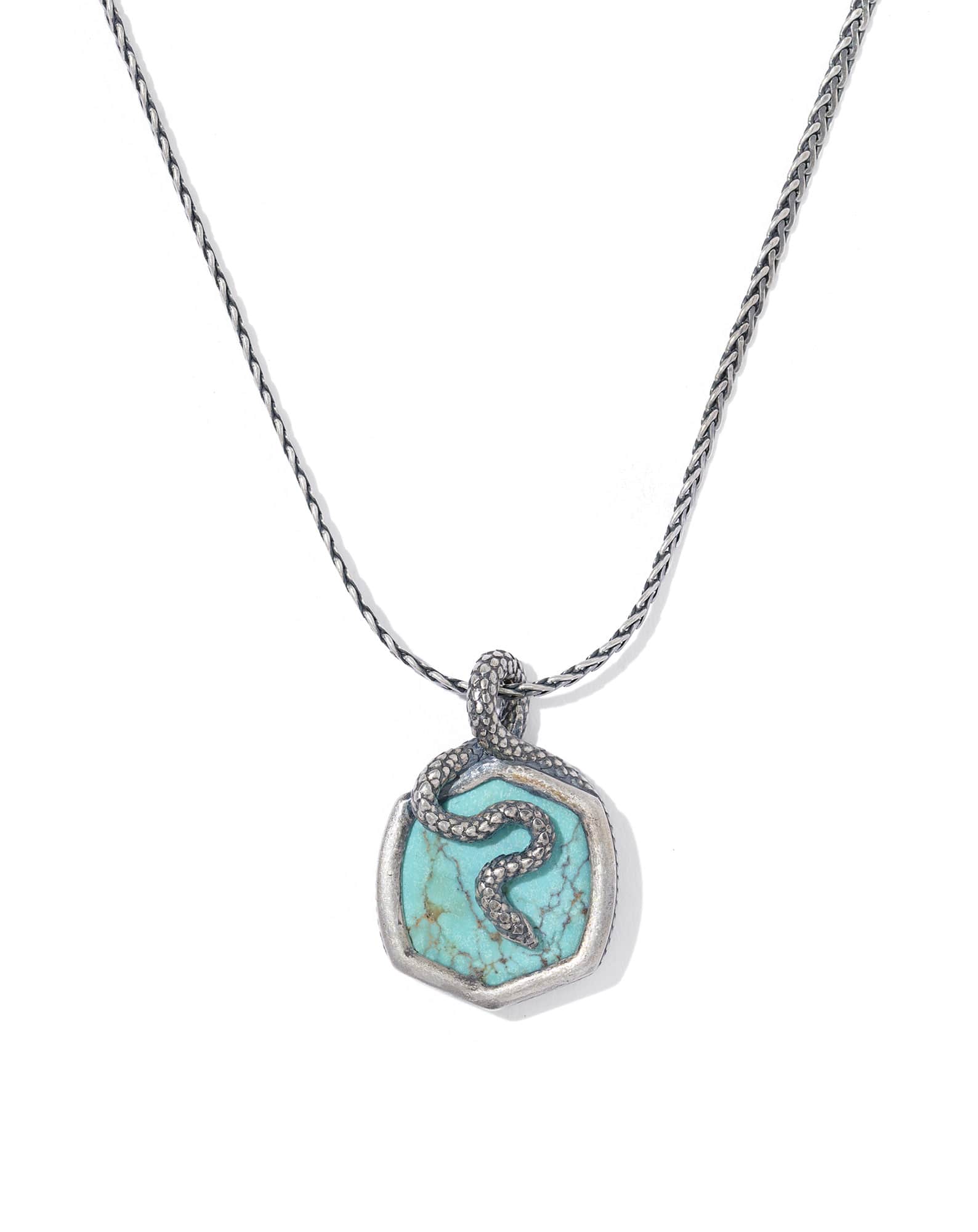 Phoenix Oxidized Sterling Silver Stone Charm Necklace 