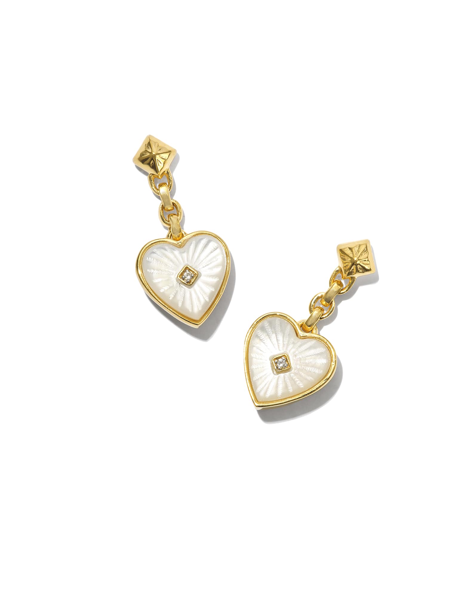 Adalynn 18k Gold Vermeil Heart Drop Earrings in Ivory Mother-of-Pearl