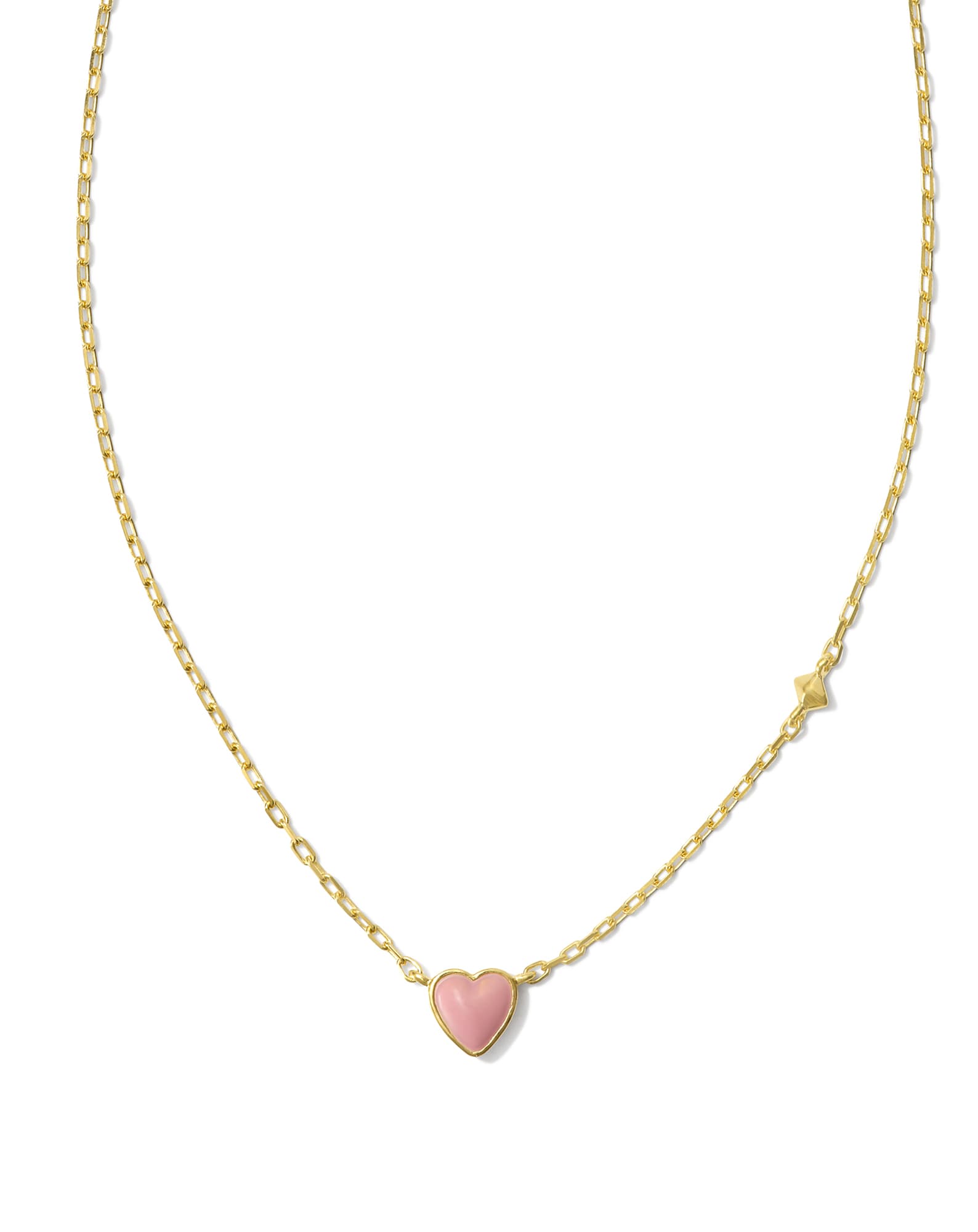 Enamel 18k Gold Vermeil Heart Pendant Necklace in Pink