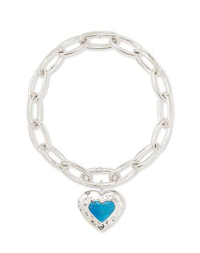 Angie Heart Sterling Silver Locket Statement Bracelet in Turquoise