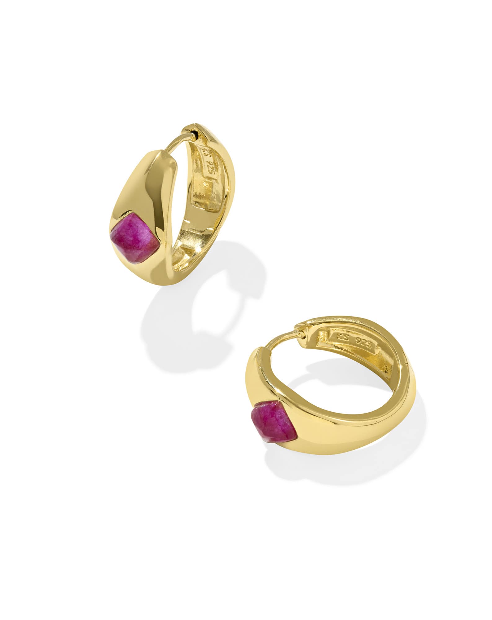 Alani 18k Gold Vermeil Huggie Earrings in Pink Quartz