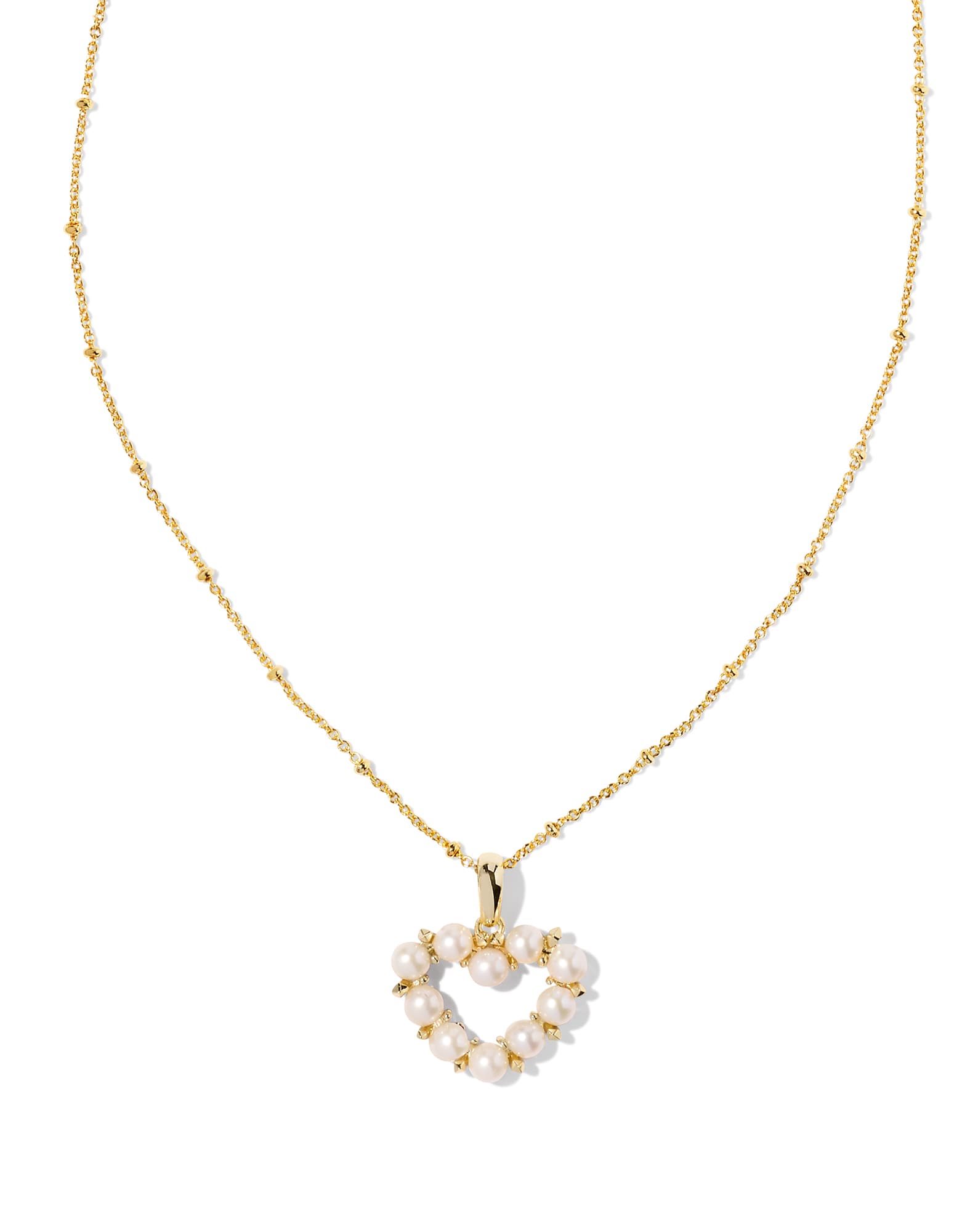 Ashton Gold Heart Short Pendant Necklace in Freshwater Cultured Pearl