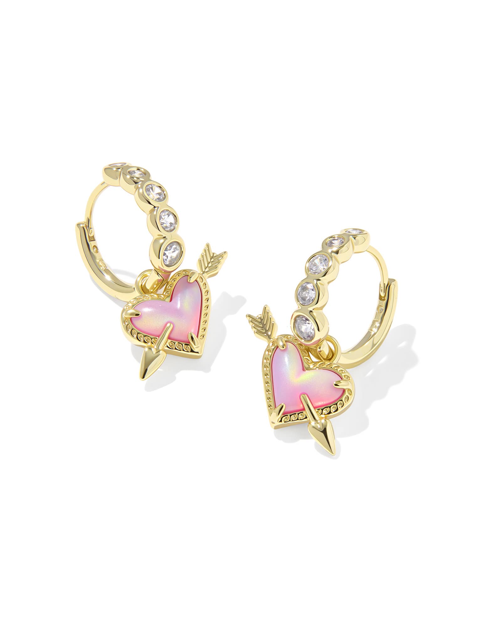 Ari Heart Arrow Gold Convertible Huggie Earrings 