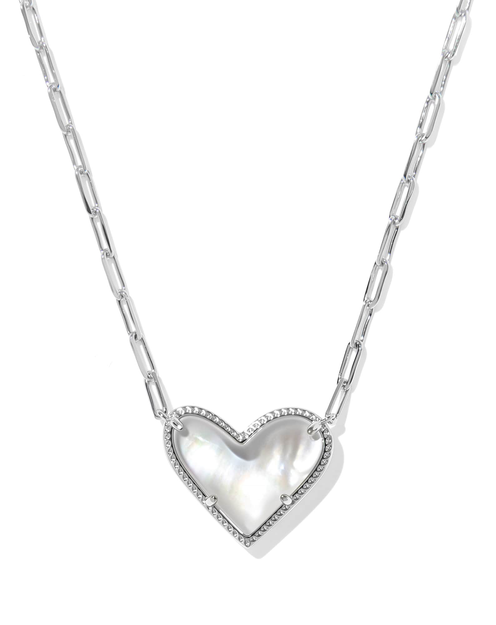 Ari Heart Statement Silver Short Pendant Necklace 