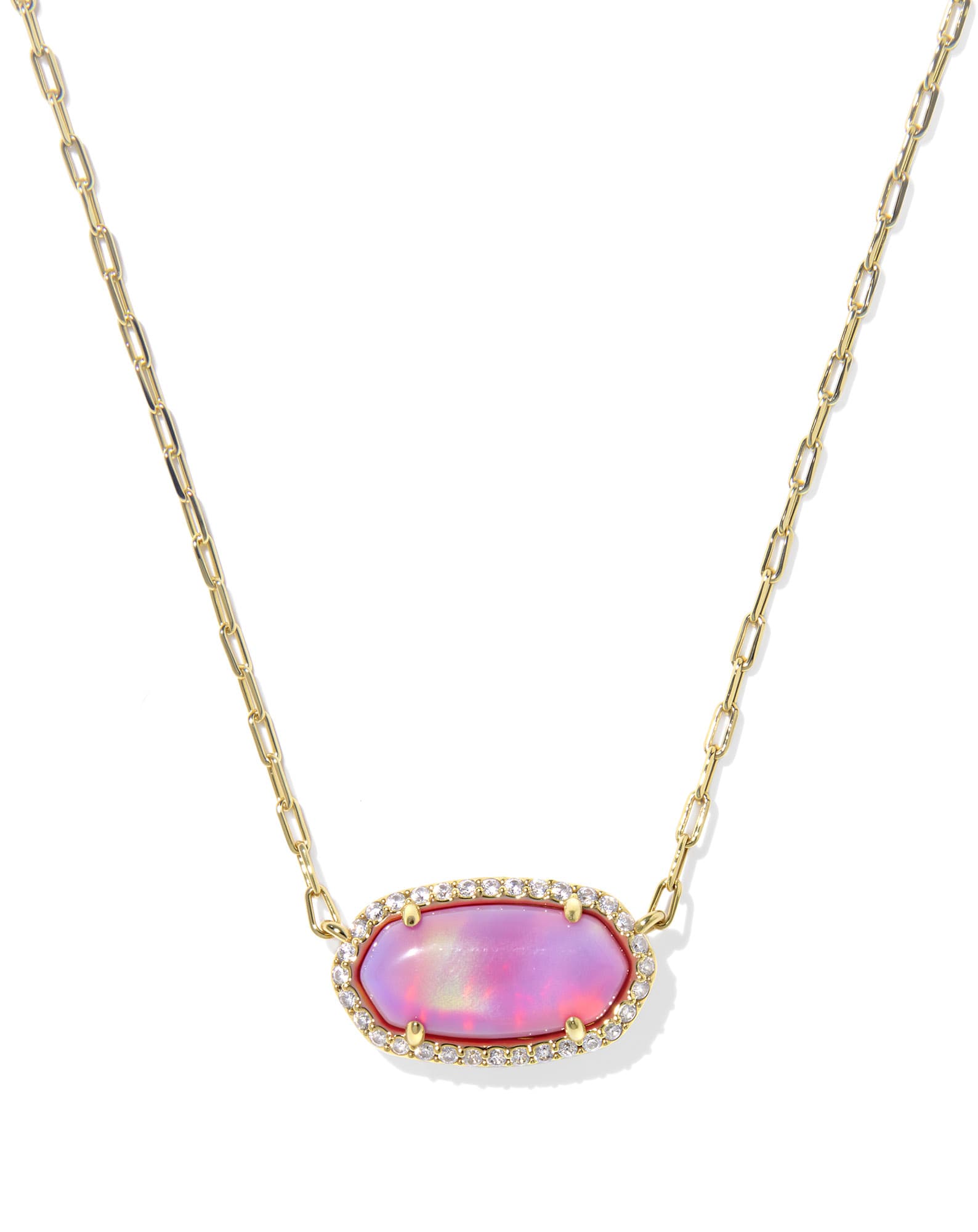 Elisa Pave Frame Gold Short Pendant Necklace 