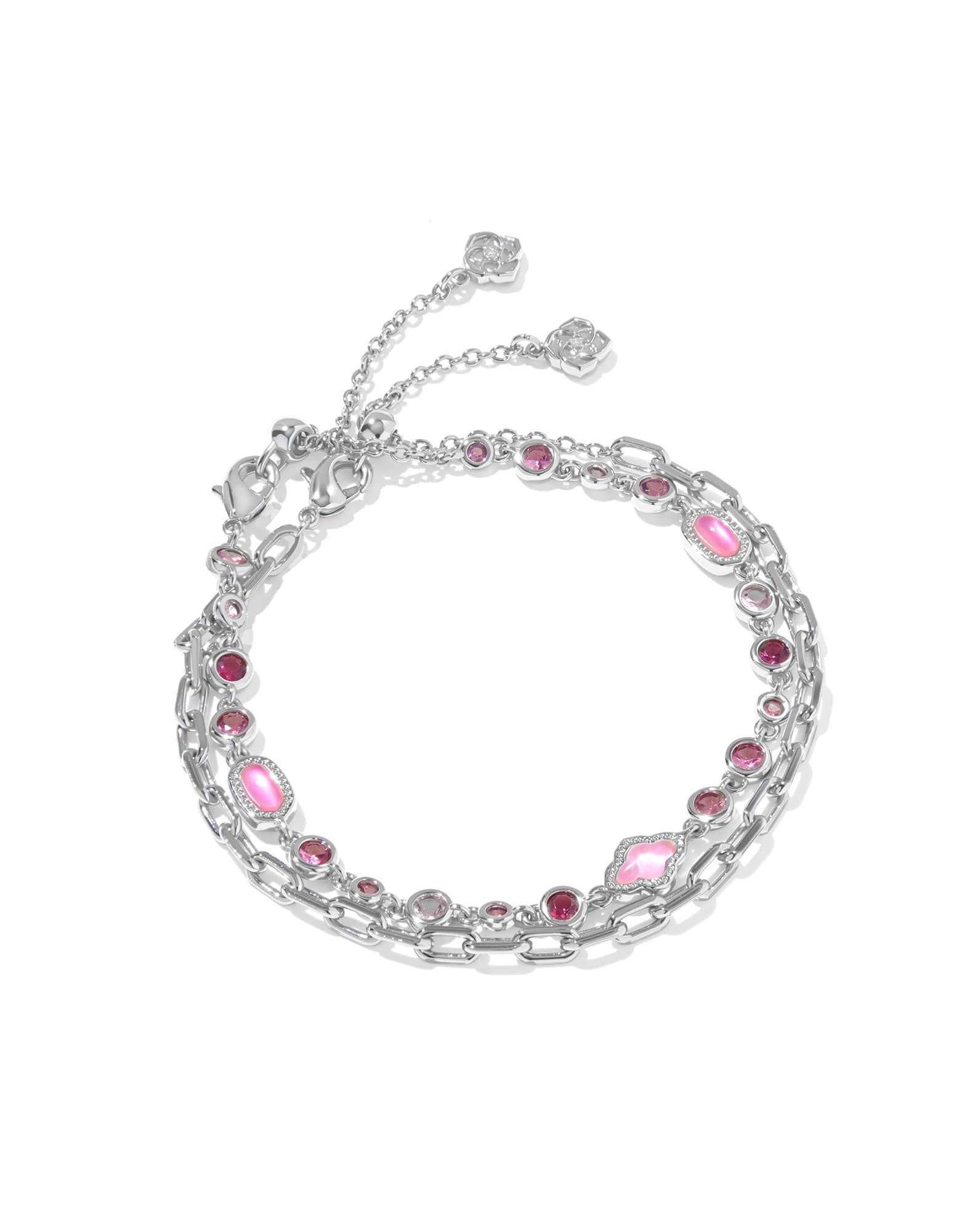 Mini Elisa Abbie Silver Set of 2 Delicate Chain Bracelets 