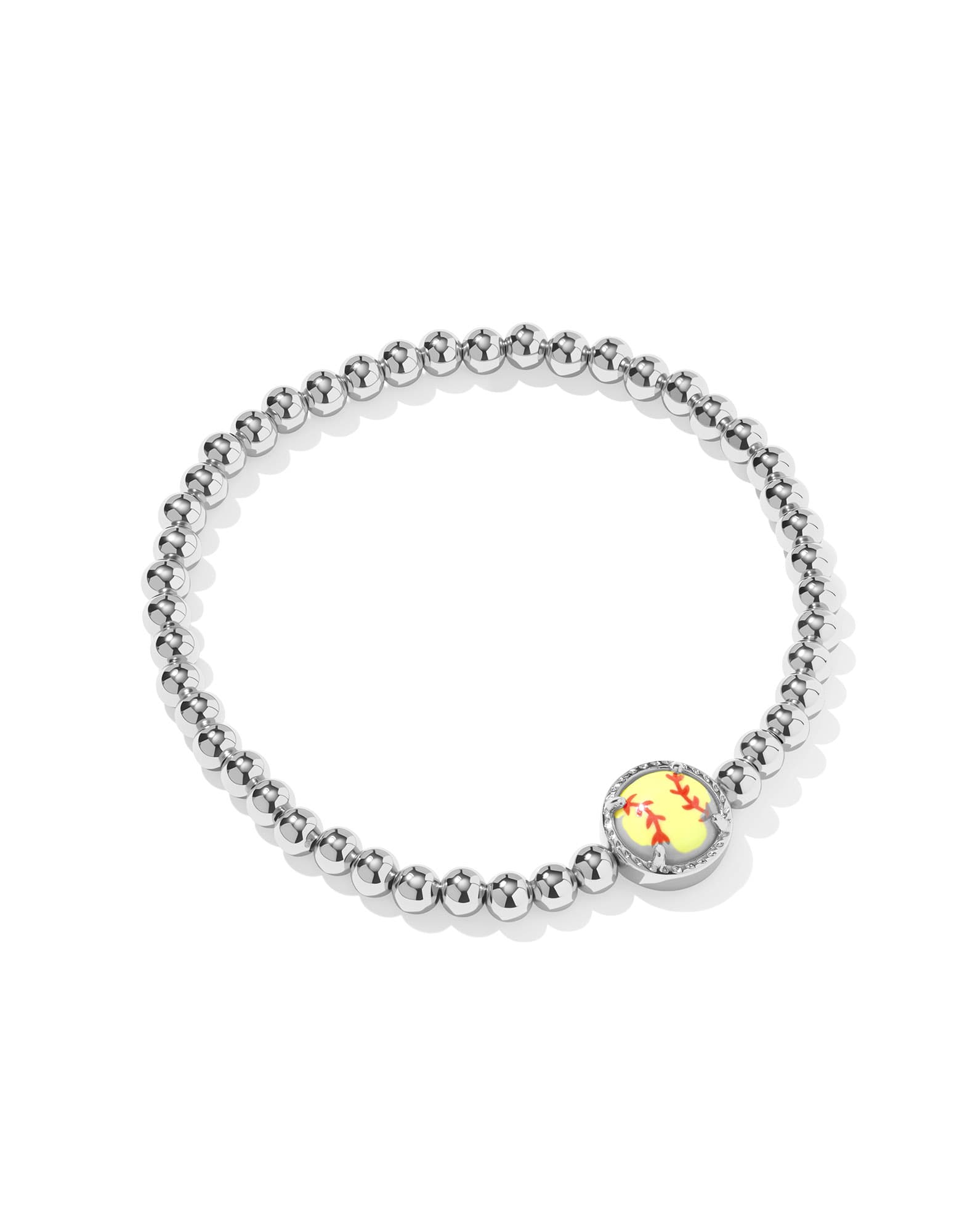 Softball Silver Stretch Bracelet