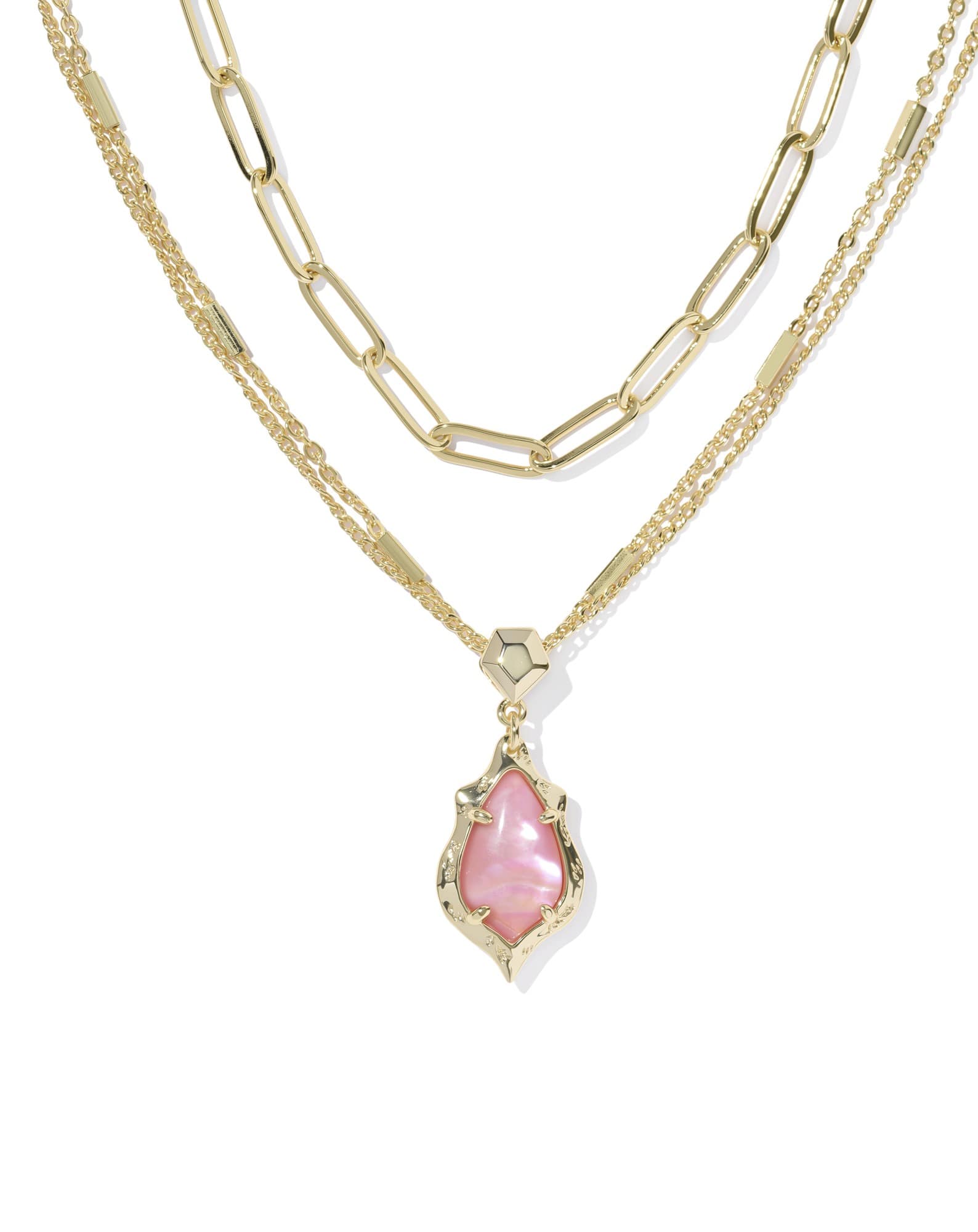 Adriana Scallop Frame Gold Multi Strand Necklace 