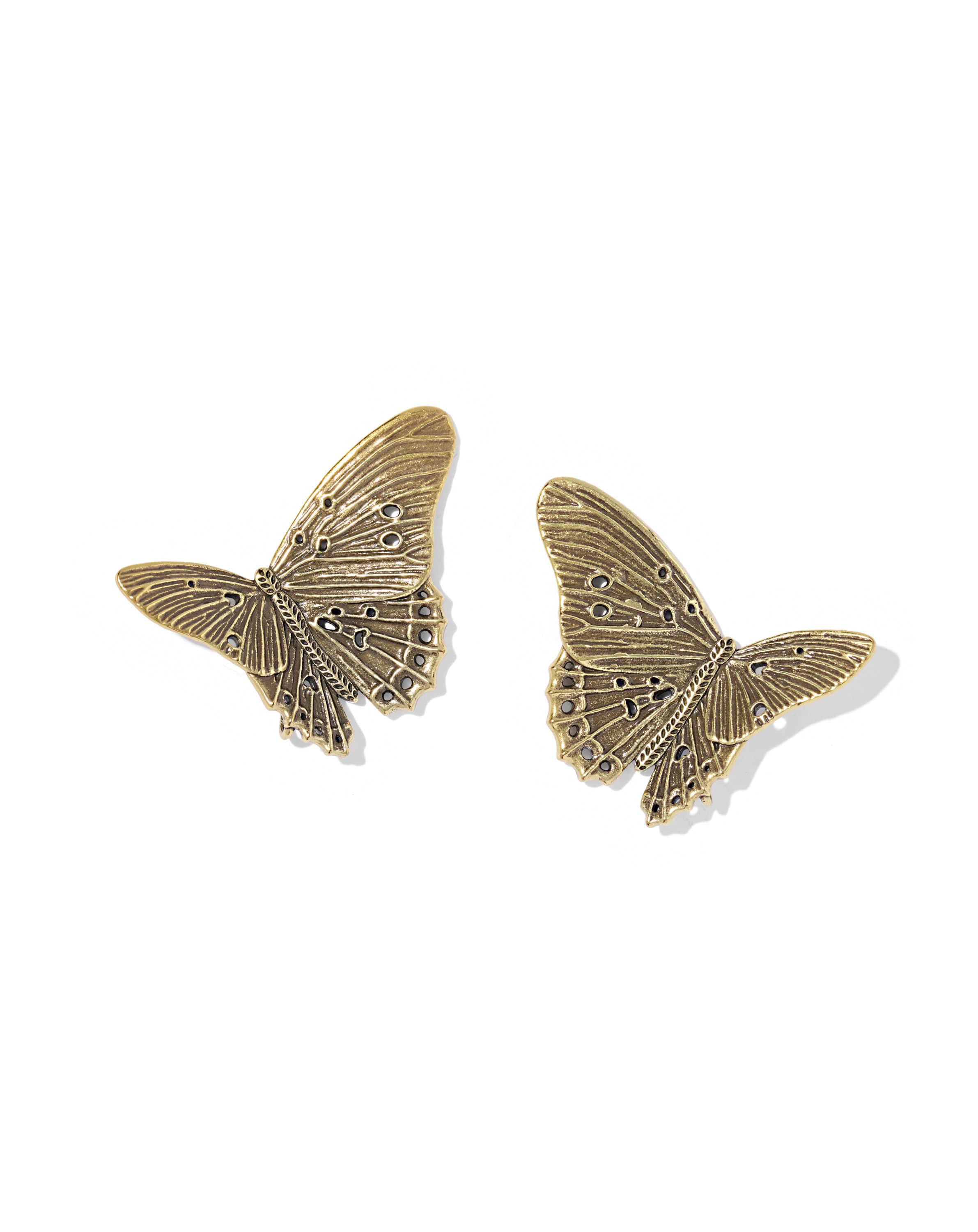 Cailey Butterfly Vintage Gold Statement Stud Earrings
