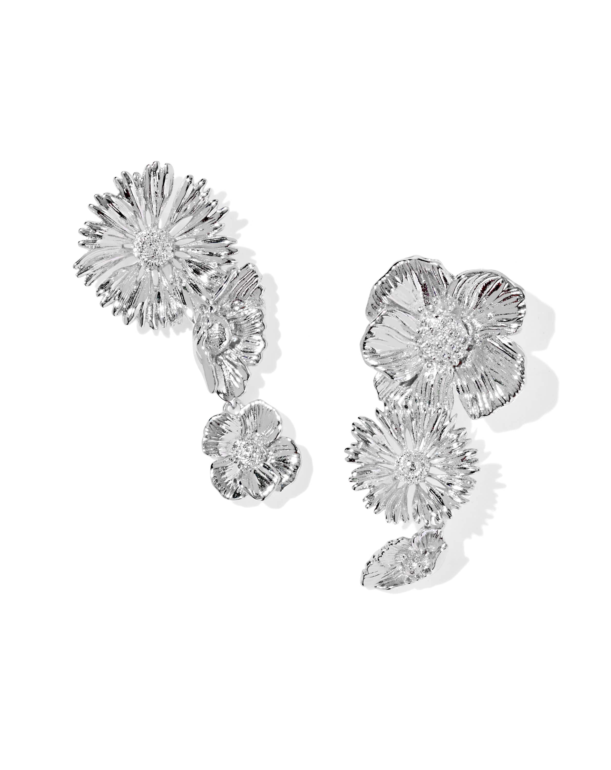Cailey Flower Vintage Silver Statement Earrings