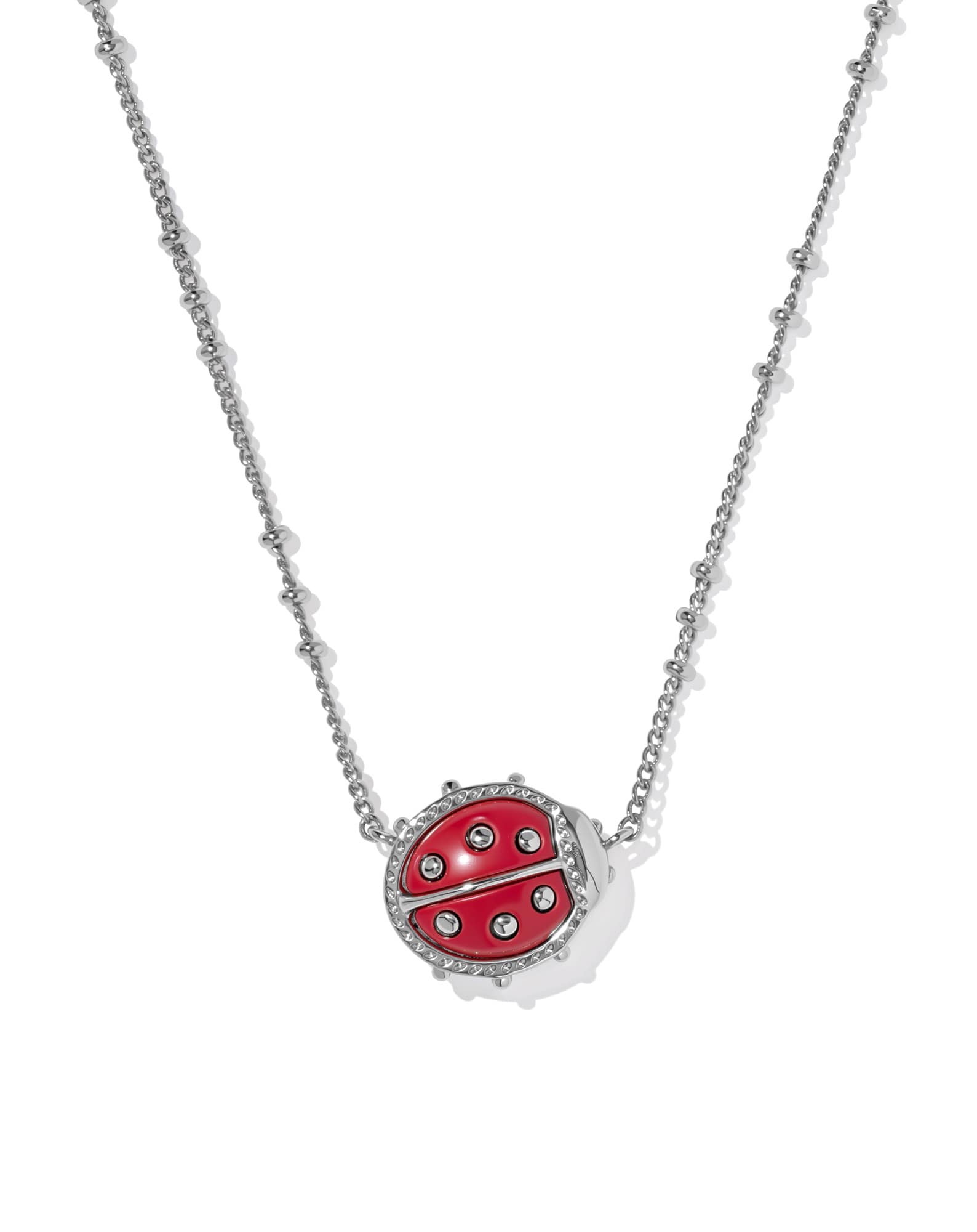 Ladybug Silver Short Pendant Necklace 