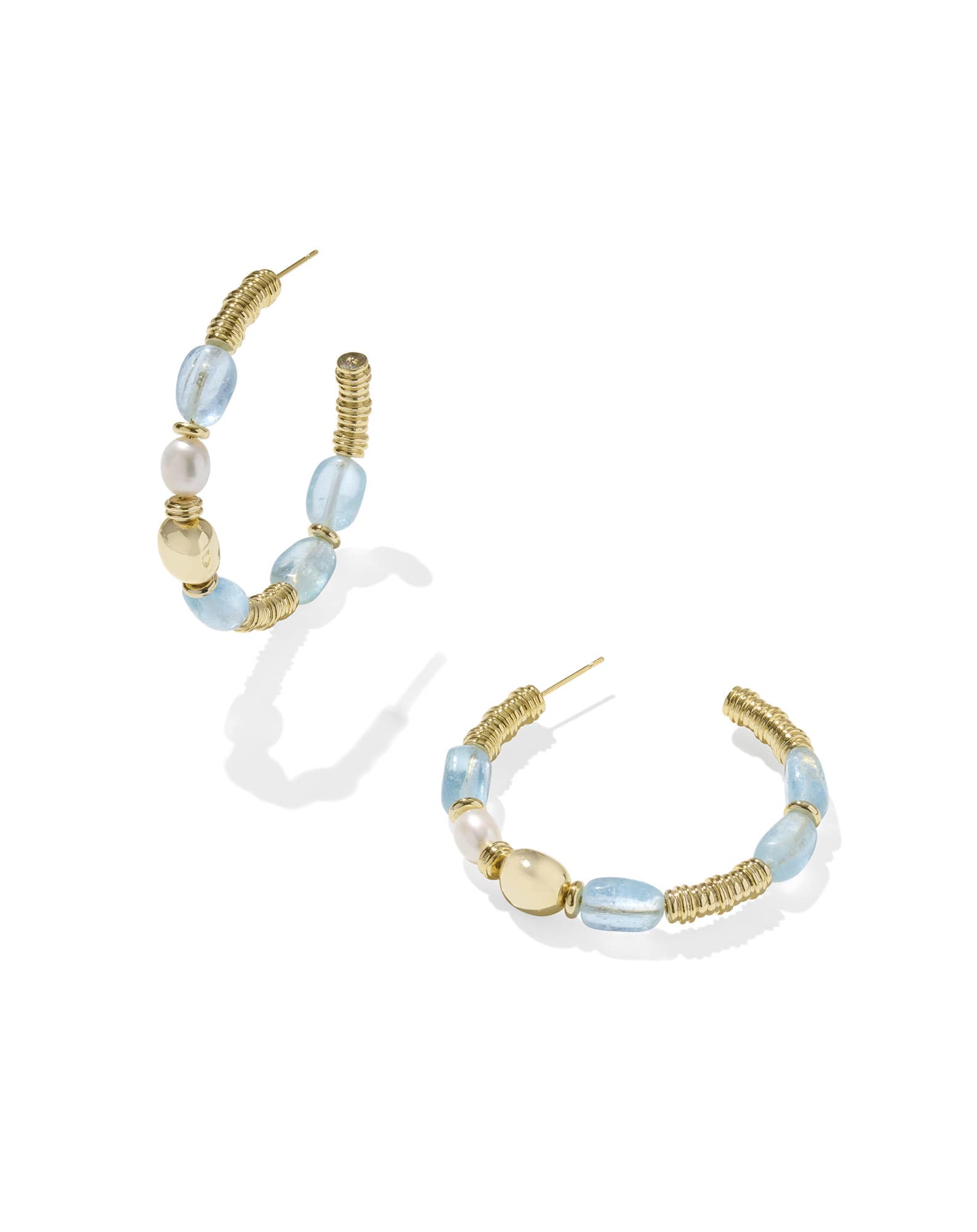 Melody Gold Beaded Hoop Earrings in Freshwater Cultured Pearl
