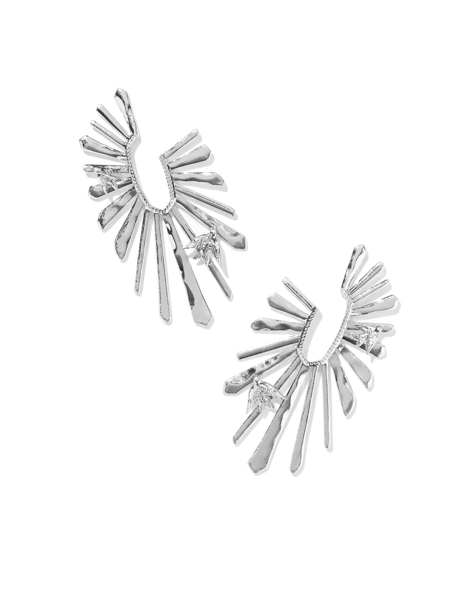 Melody Bird Silver Hoop Earrings