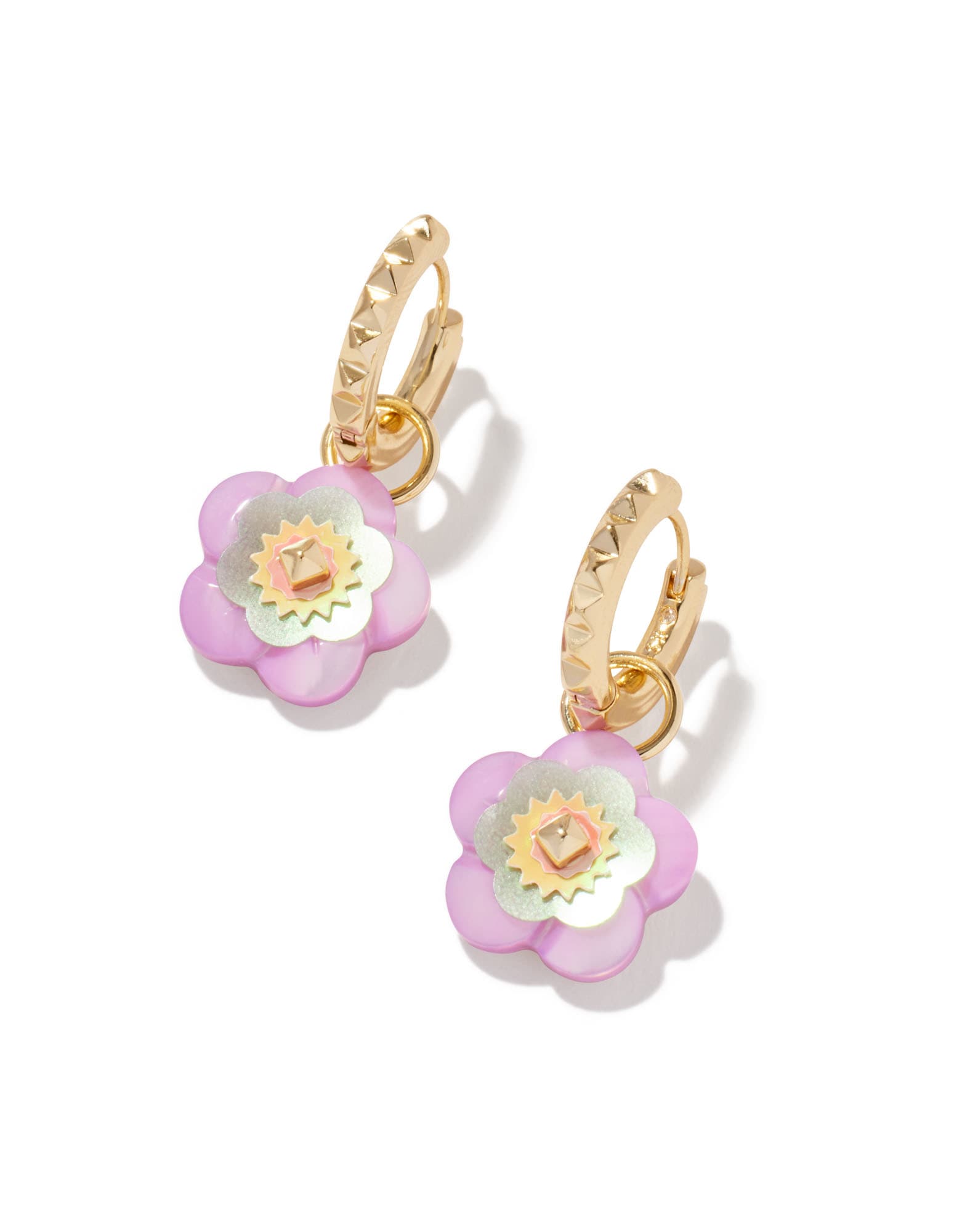 Deliah Convertible Gold Huggie Earrings in Pastel Mix