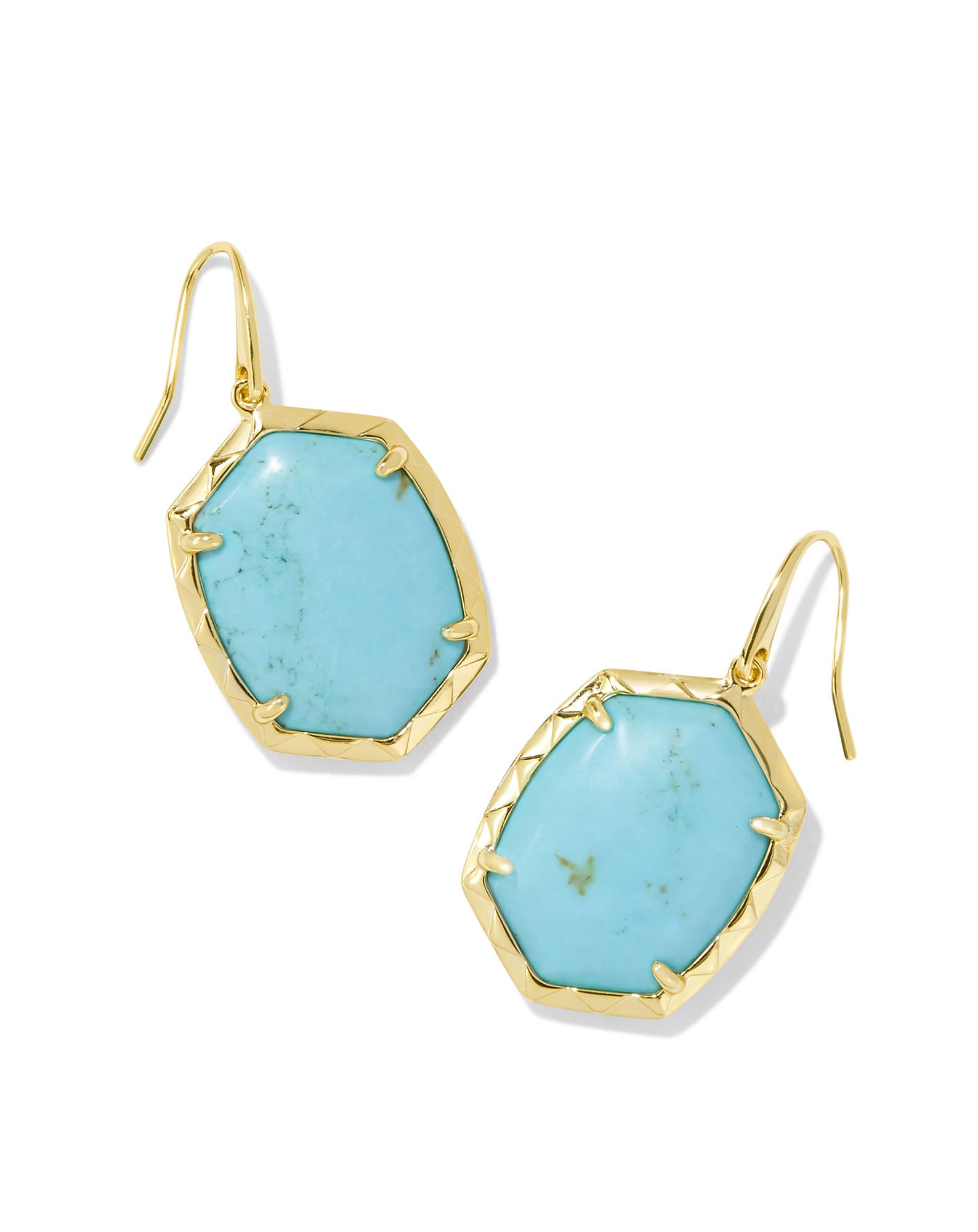 Daphne Gold Drop Earrings in Variegated Turquoise Magnesite