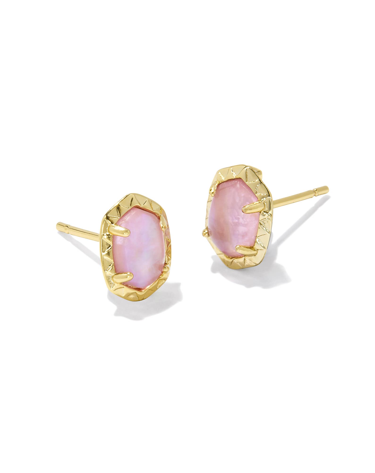 Daphne Gold Stud Earrings in Light Pink Iridescent Abalone