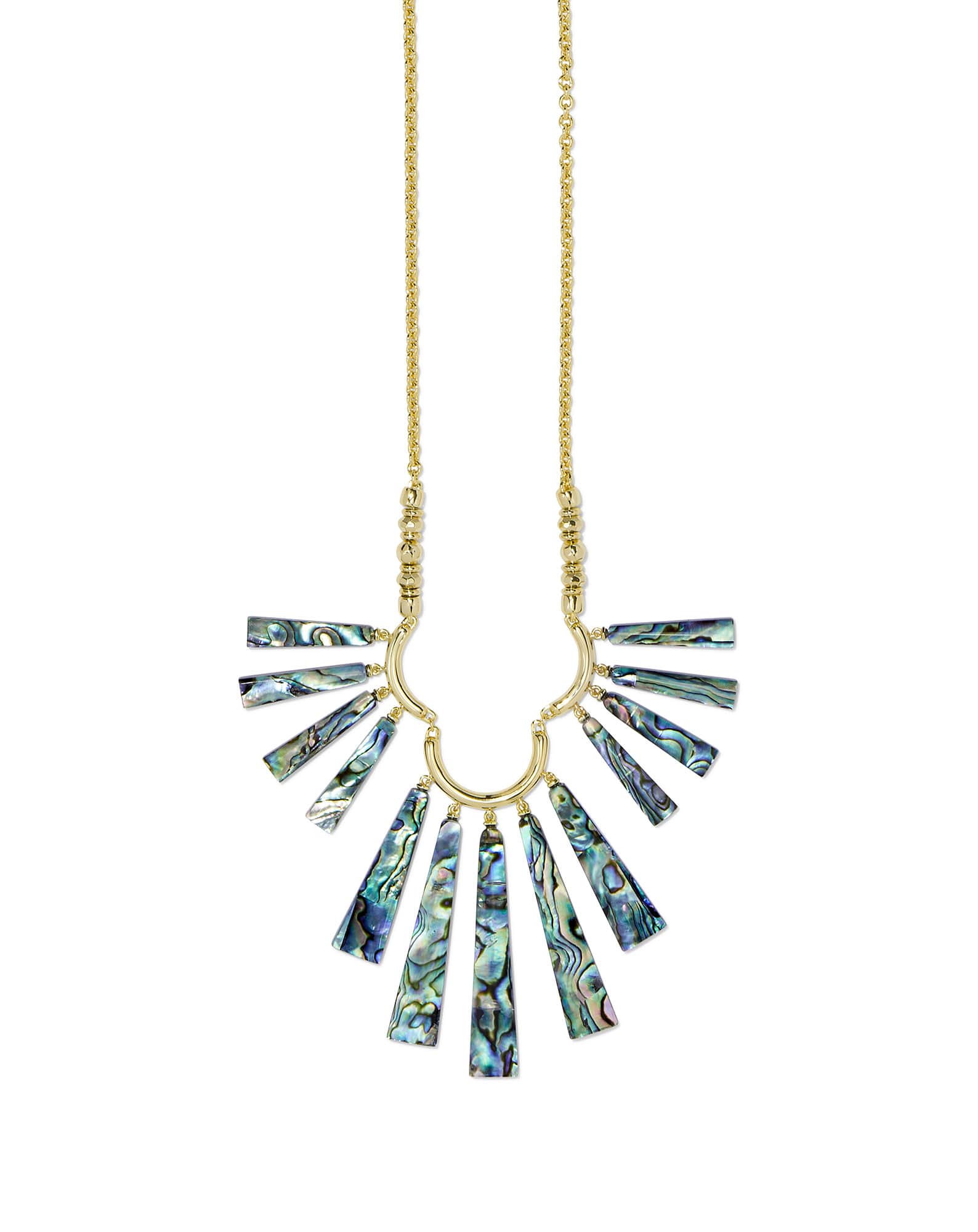 Layton Gold Long Statement Necklace in Abalone Shell