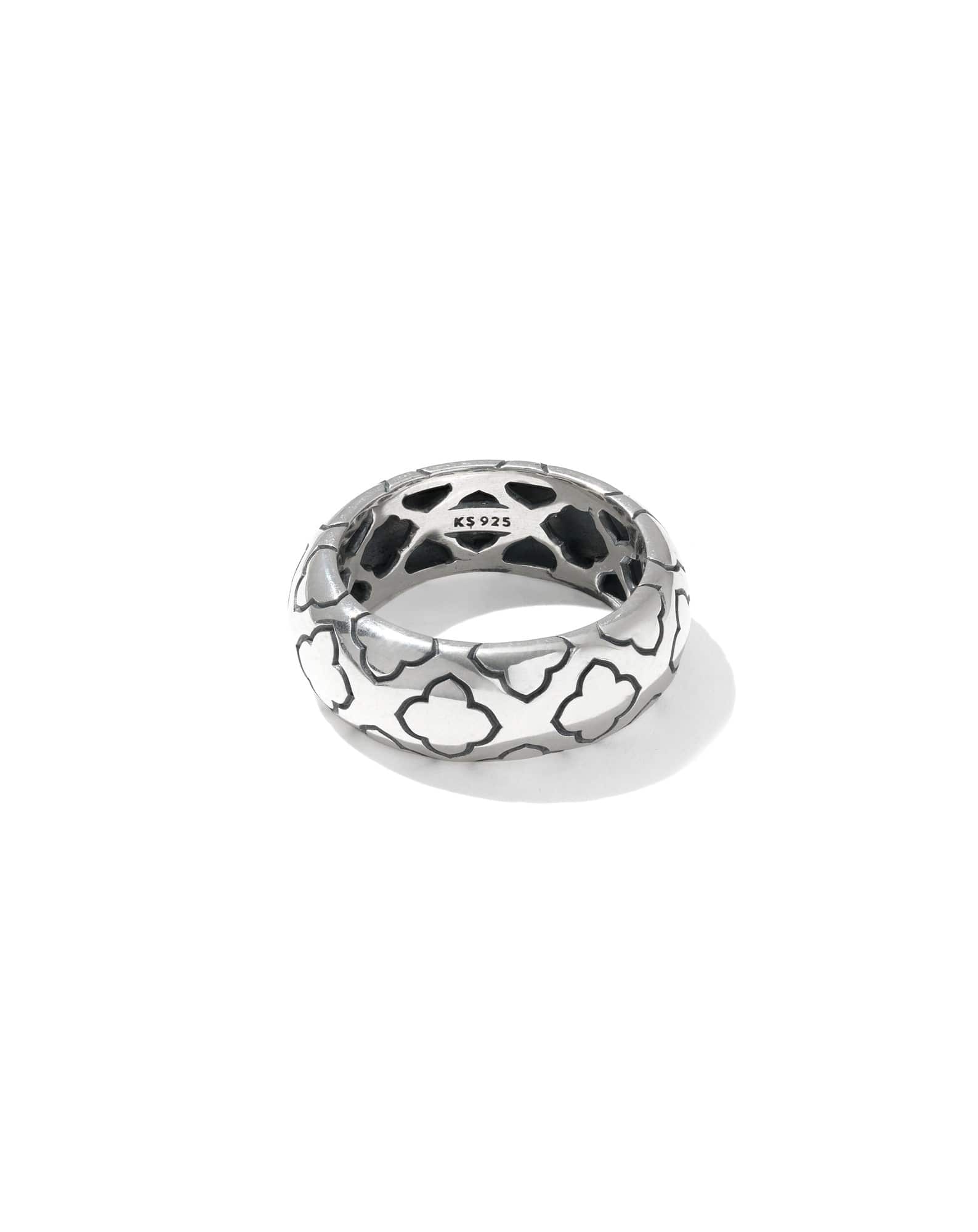 Bold Etched Oxidized Sterling Silver Band Ring