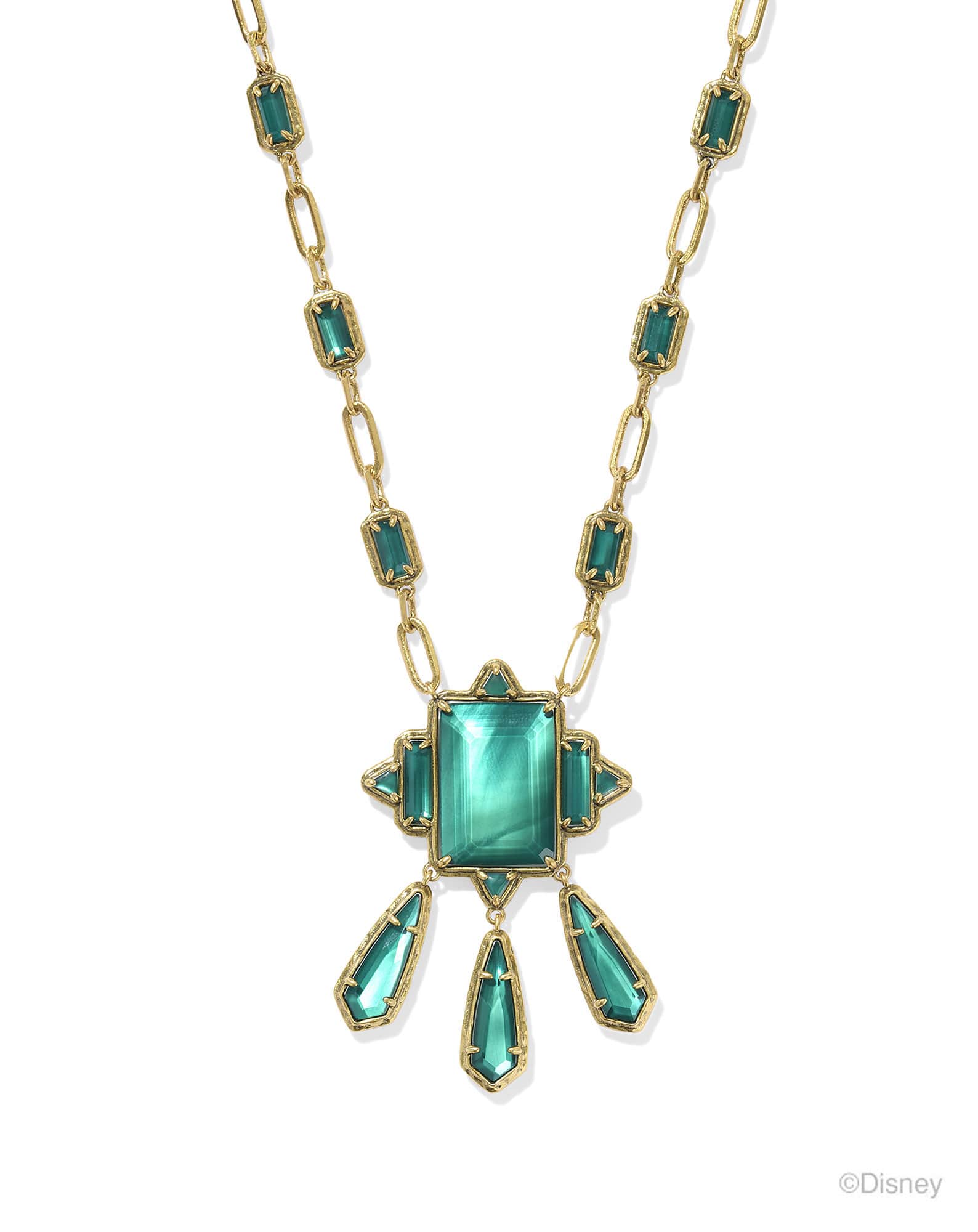 Disney | Kendra Scott The Queen Vintage Gold Statement Necklace in Dark Green Mother-of-Pearl