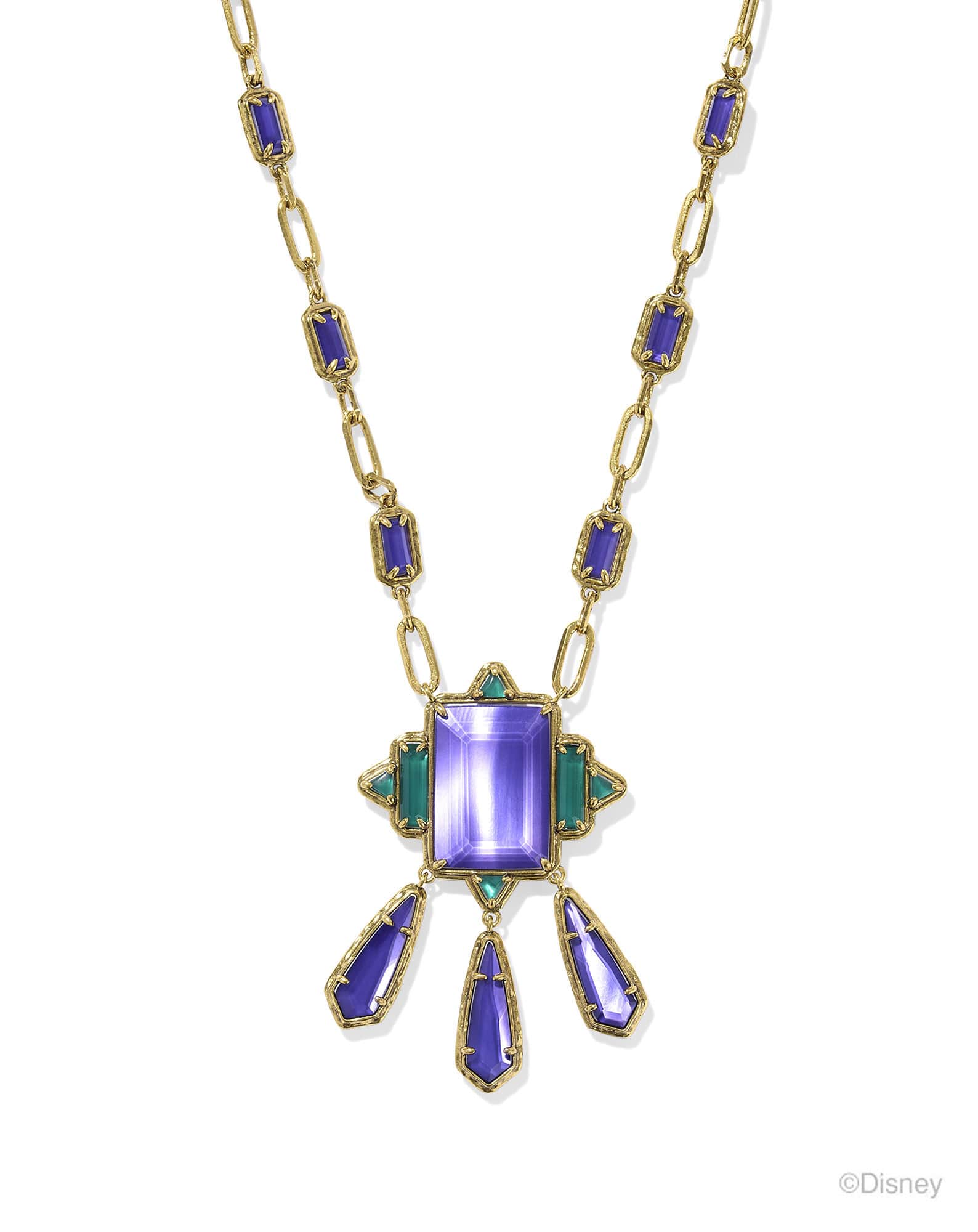 Disney | Kendra Scott The Queen Vintage Gold Statement Necklace in Royal Purple Mother-of-Pearl