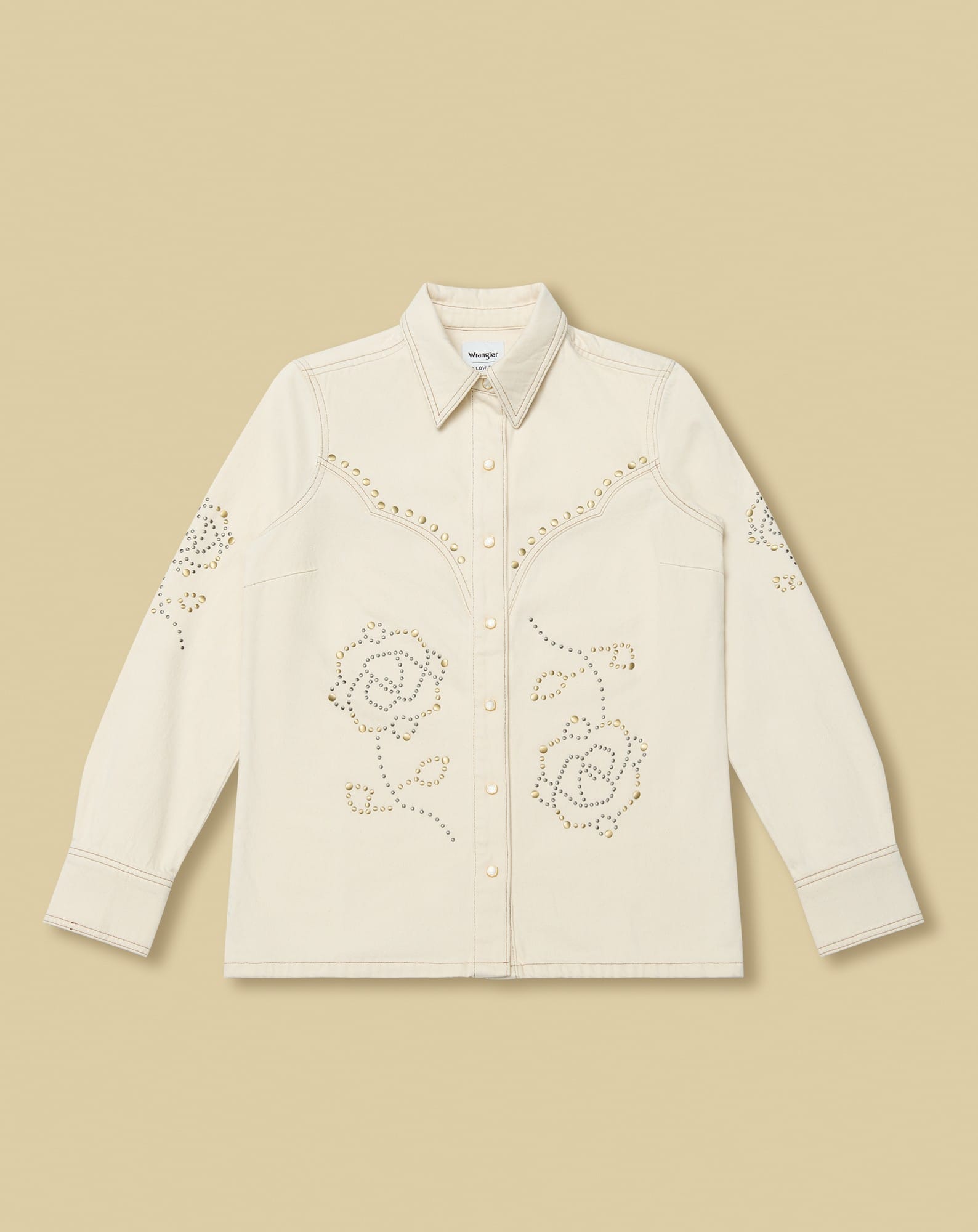 Wrangler® x Yellow Rose by Kendra Scott Denim Studded Western Shacket