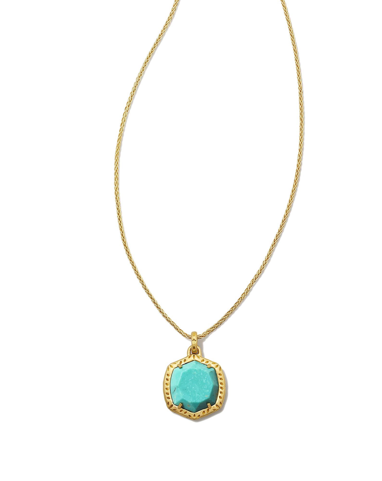 Davis 18k Gold Vermeil Etch Frame Short Pendant Necklace in Turquoise