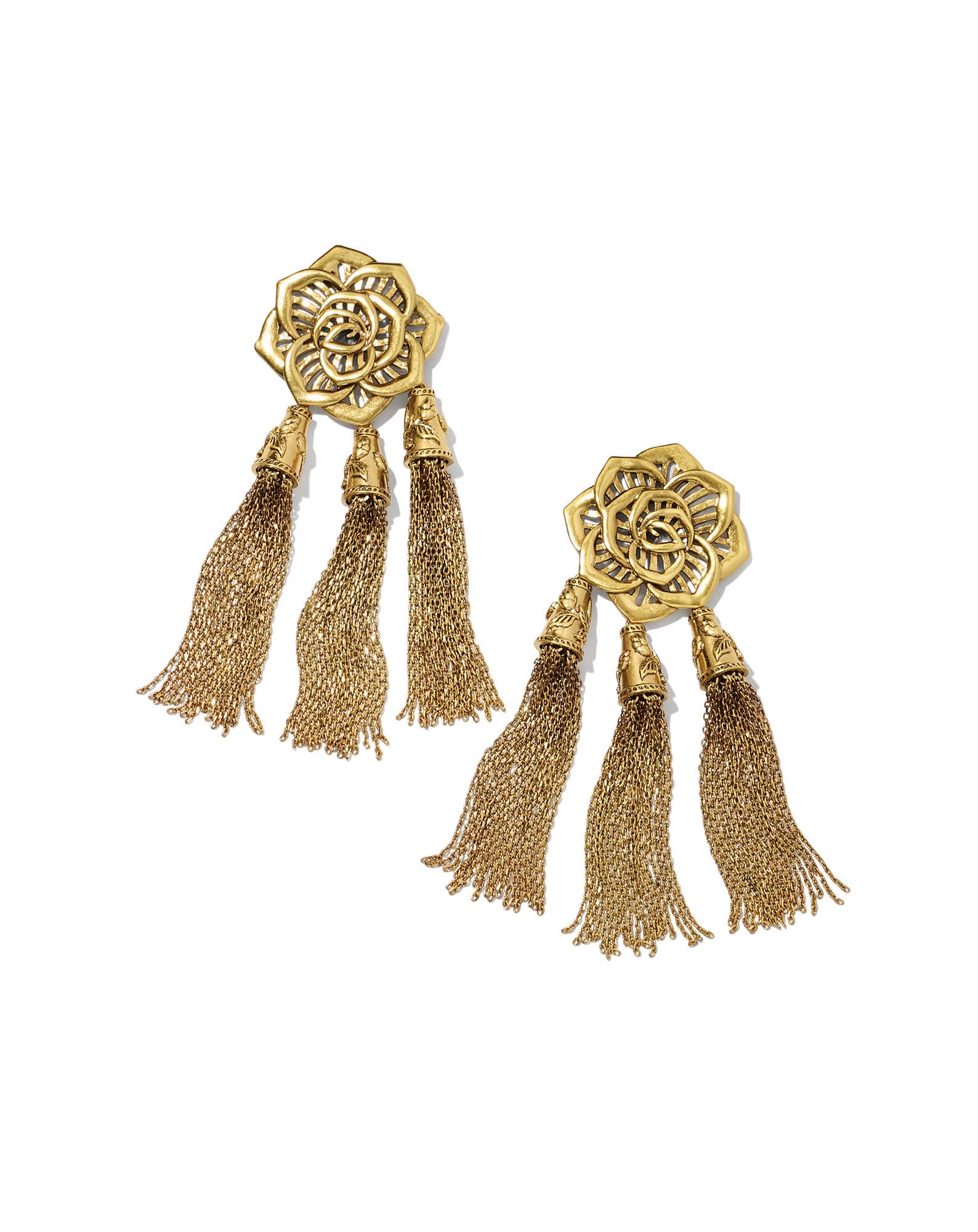 Ansel Rose Statement Earrings in Vintage Gold