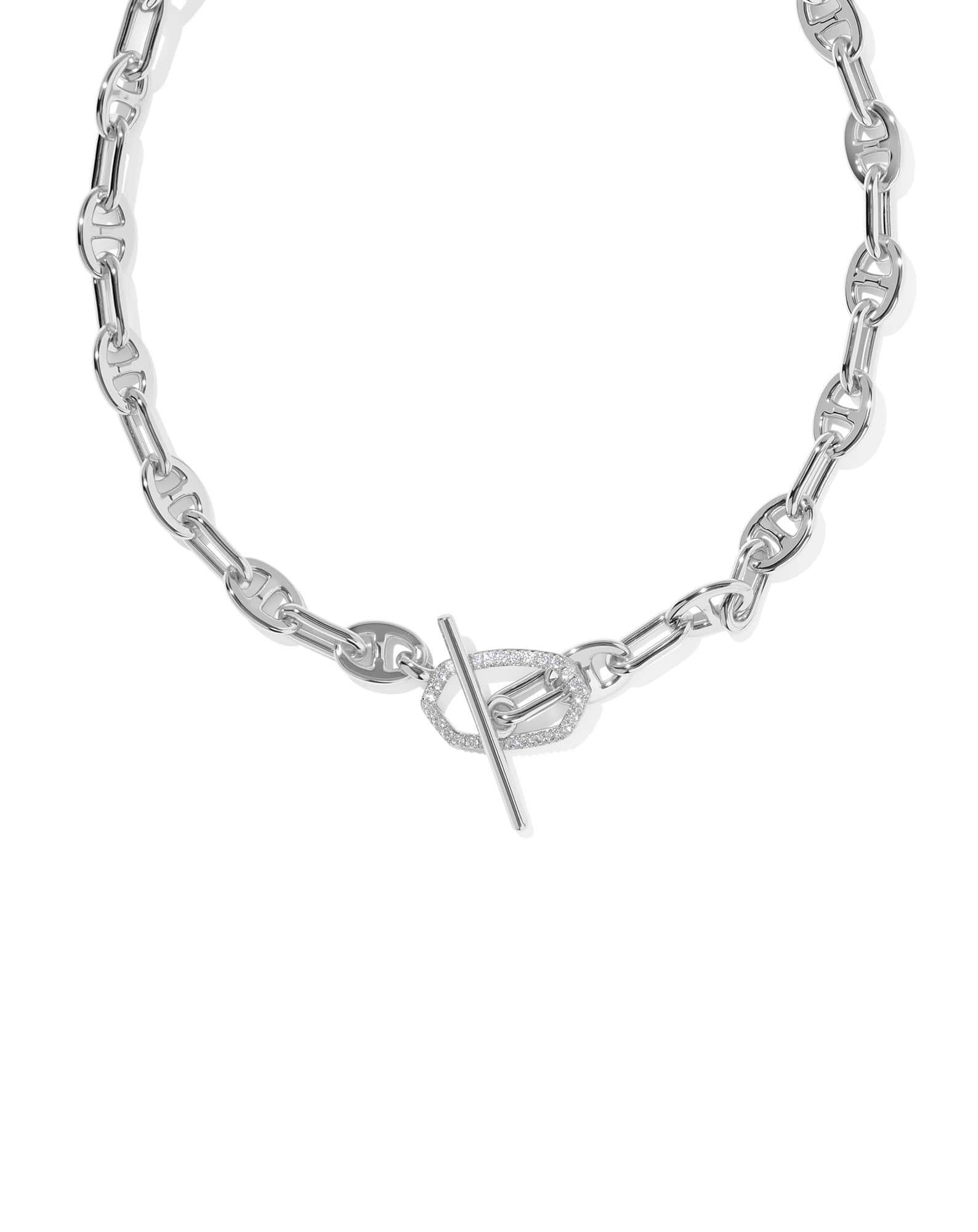 Elisa Toggle Silver Link and Chain Necklace 
