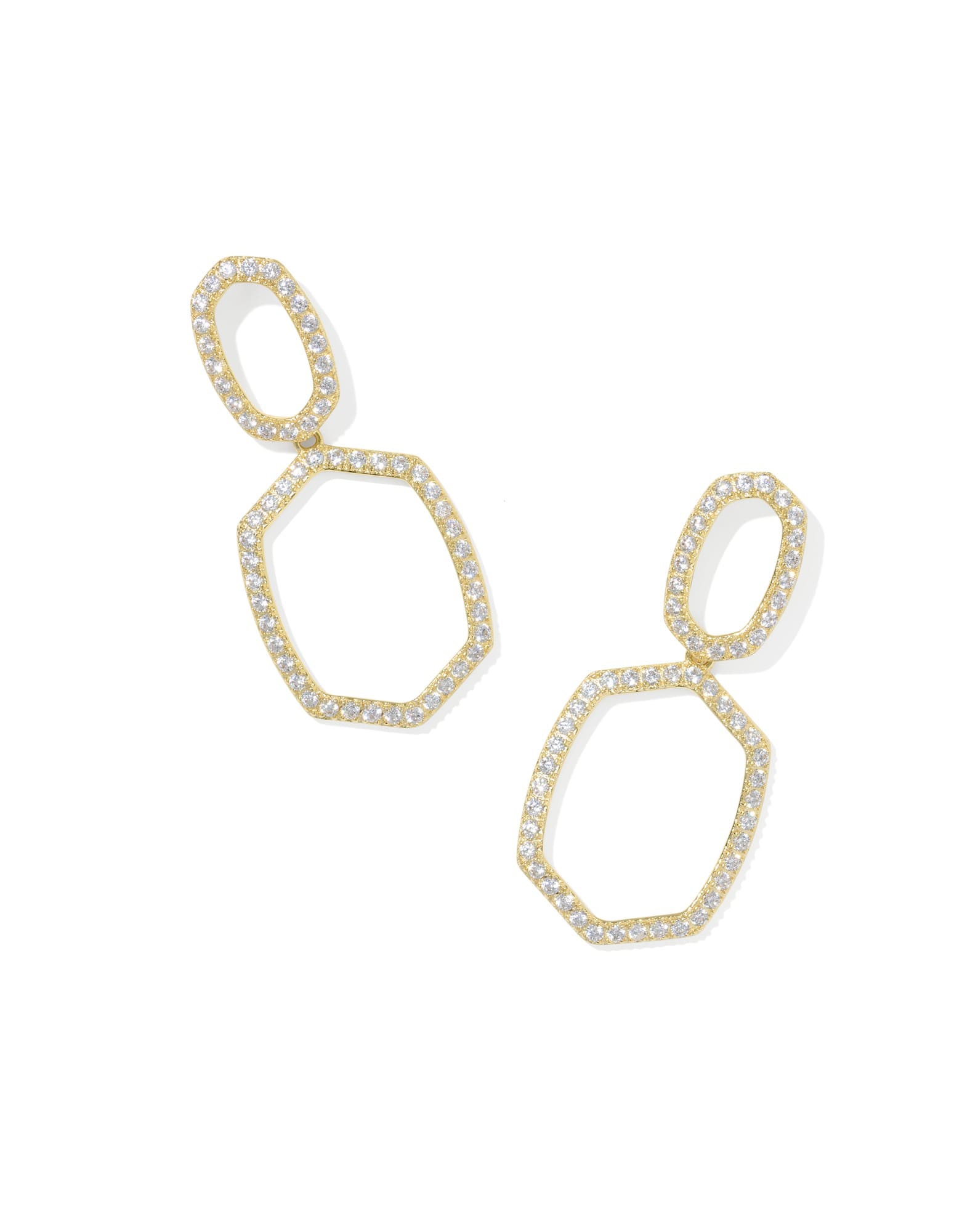 Daphne Pave Gold Open Frame Earrings