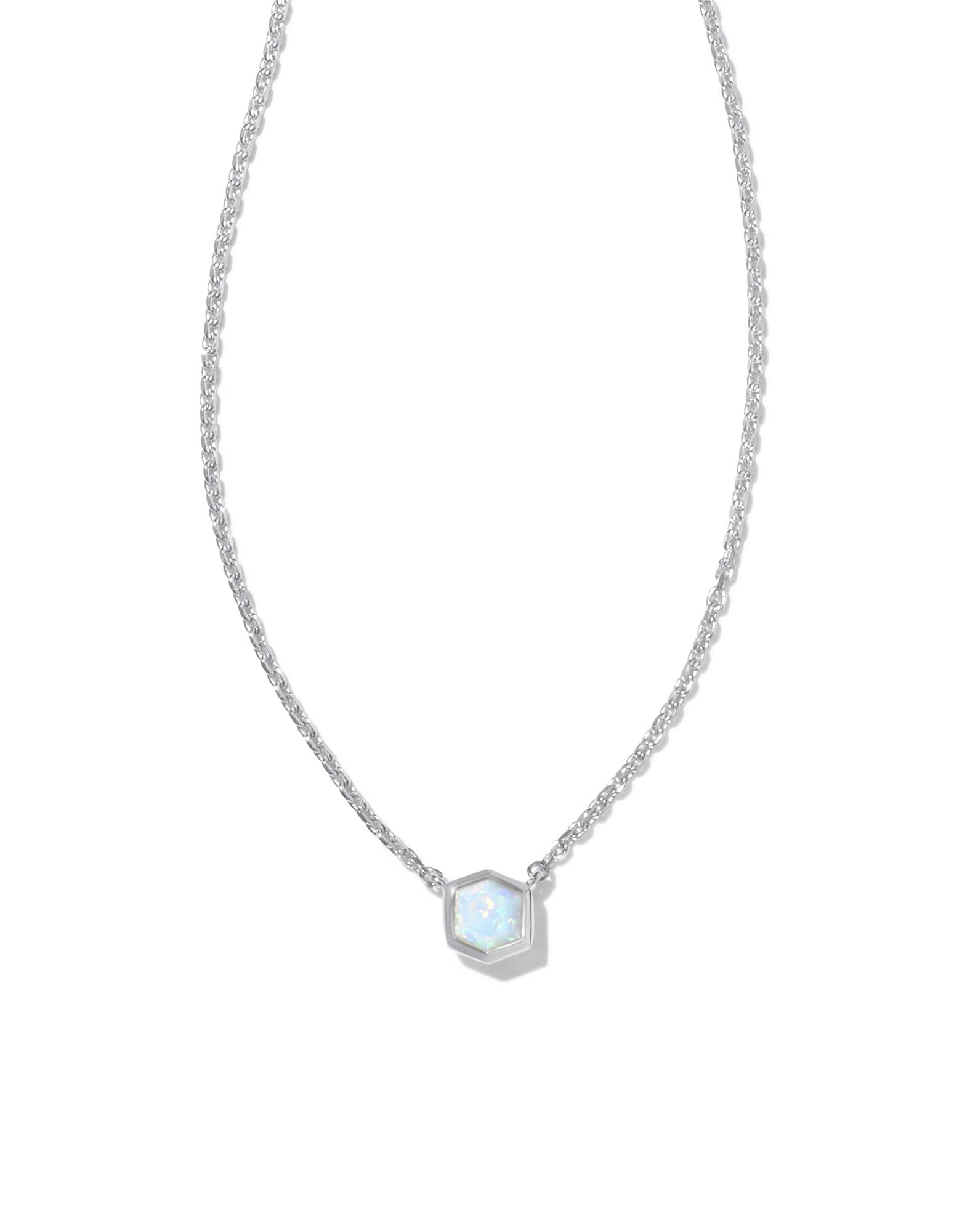 Davie Sterling Silver Pendant Necklace in White Lab Grown Opal