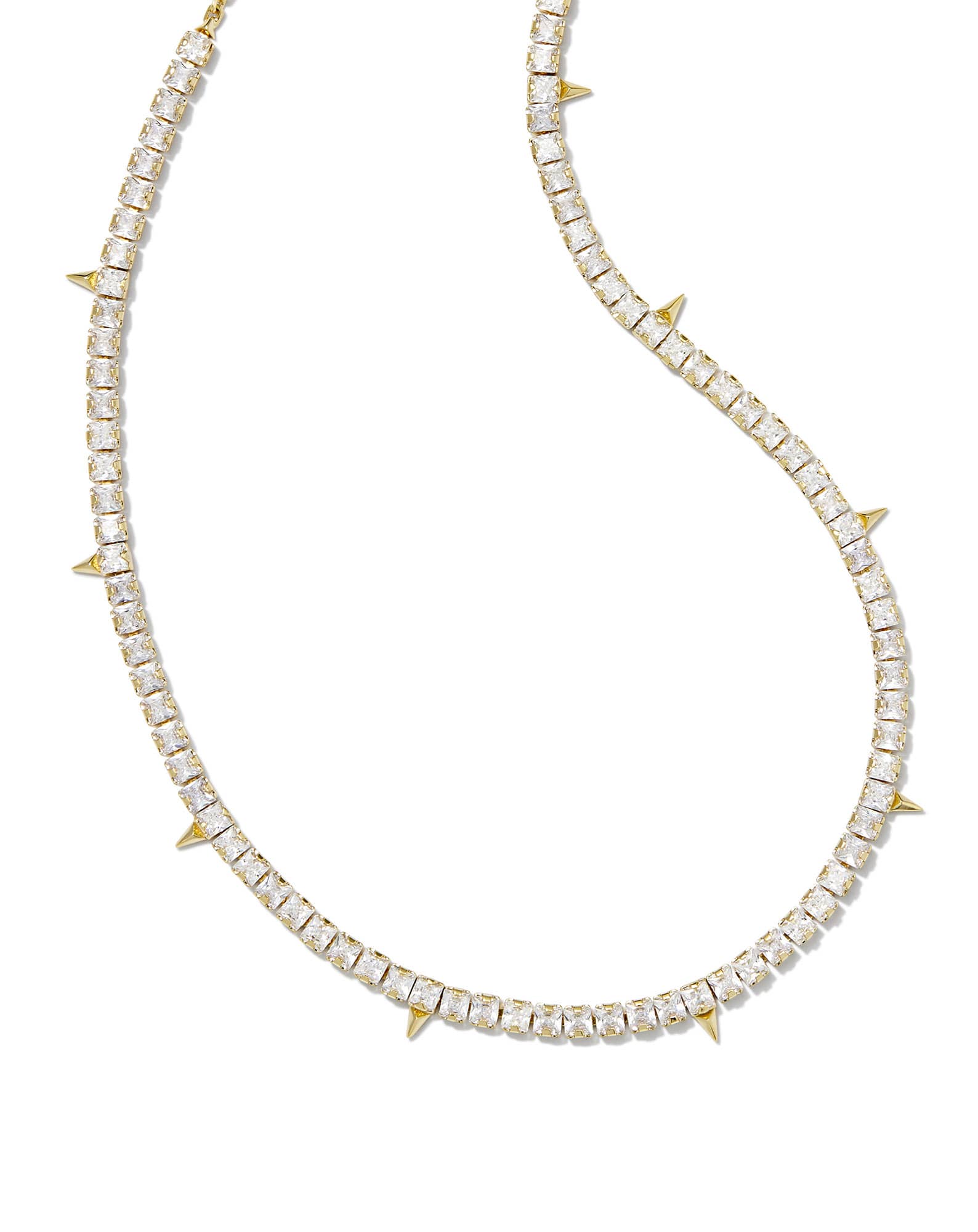 Jacqueline Gold Tennis Necklace in White CZ