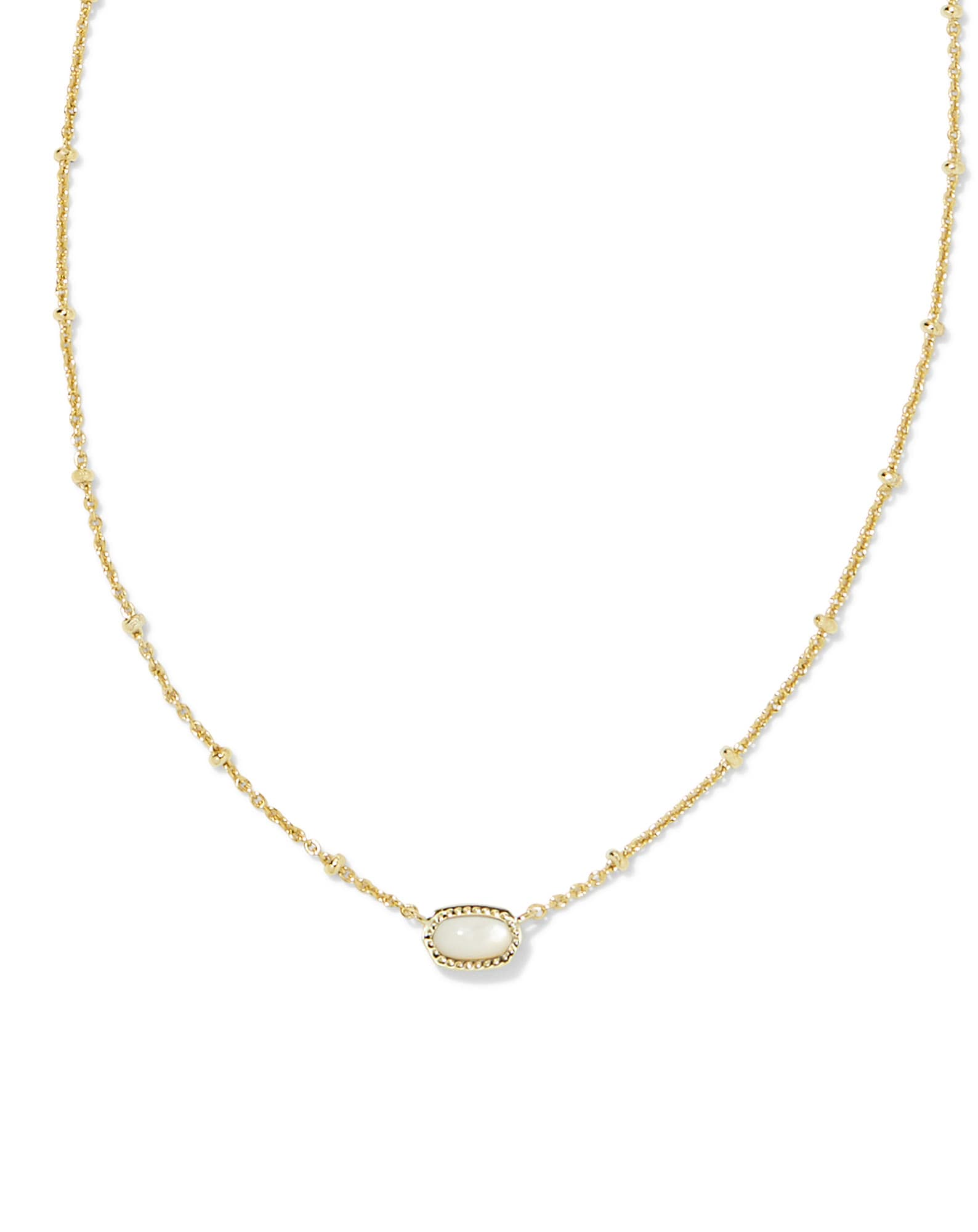 Mini Elisa Gold Satellite Short Pendant Necklace in Ivory Mother-of-Pearl