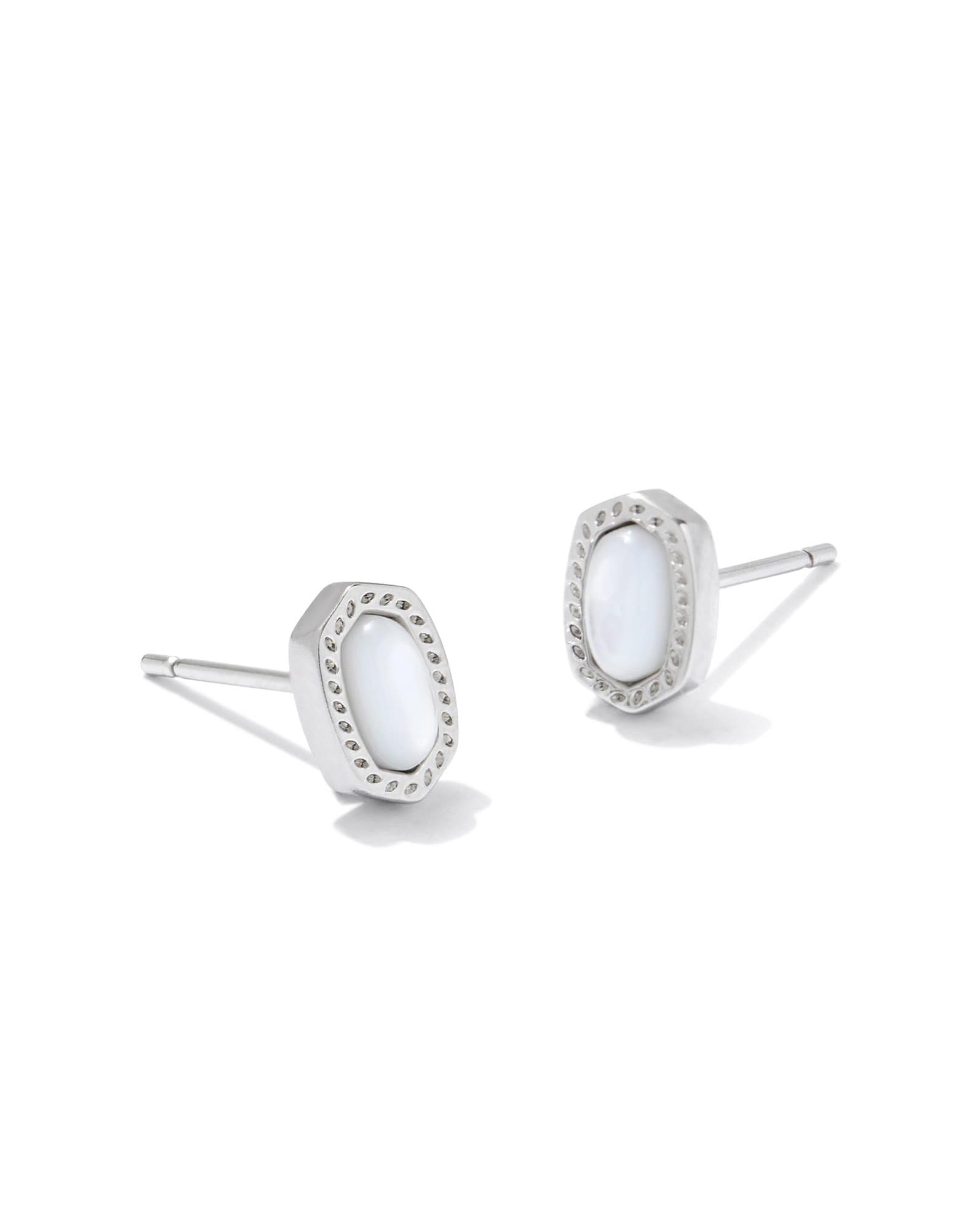 Mini Ellie Silver Stud Earrings in Ivory Mother-of-Pearl