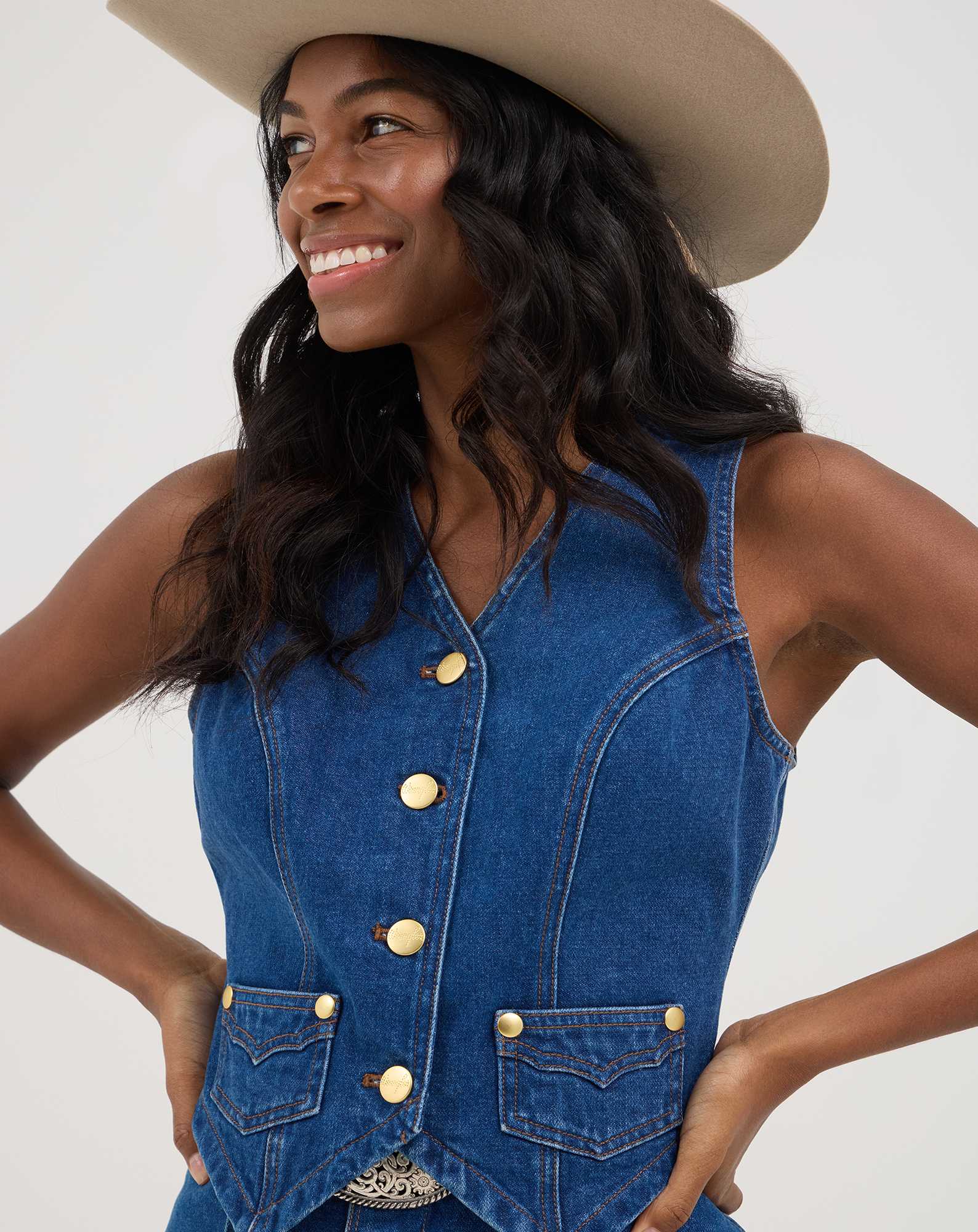 Wrangler® x Yellow Rose by Kendra Scott Tailored Denim Vest