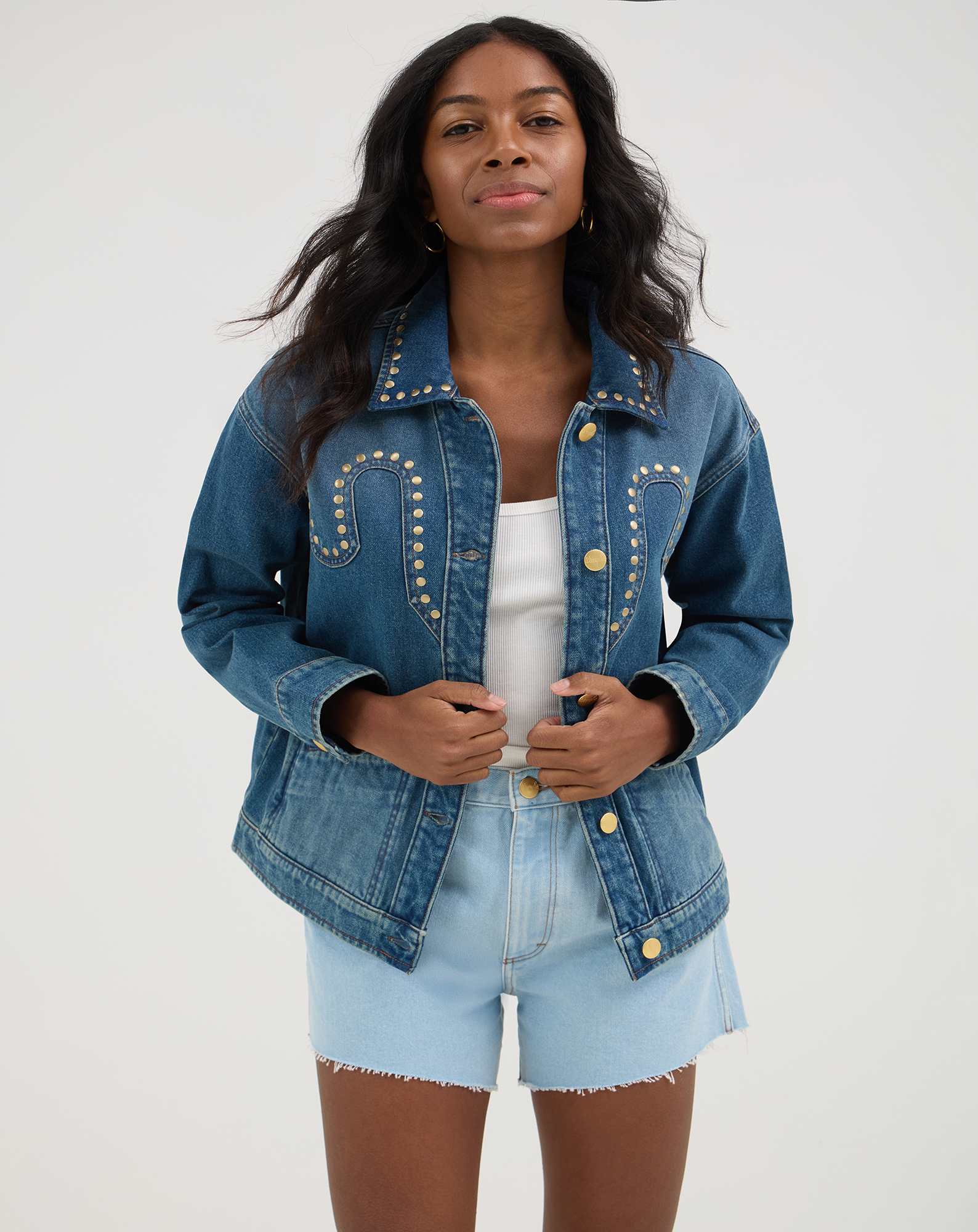 Wrangler® x Yellow Rose by Kendra Scott Studded Trucker Jacket