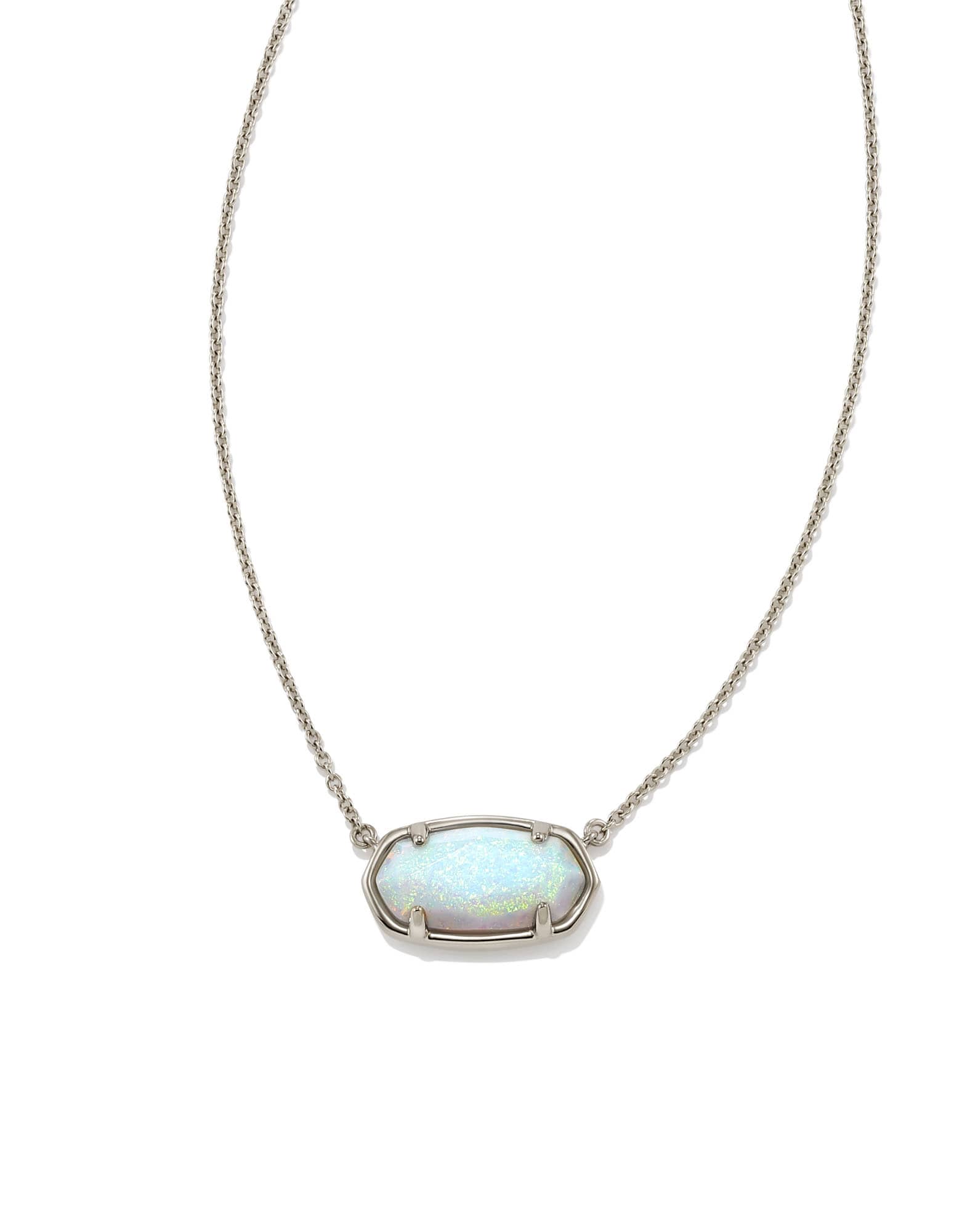 Elisa Sterling Silver Pendant Necklace in White Sterling Opal