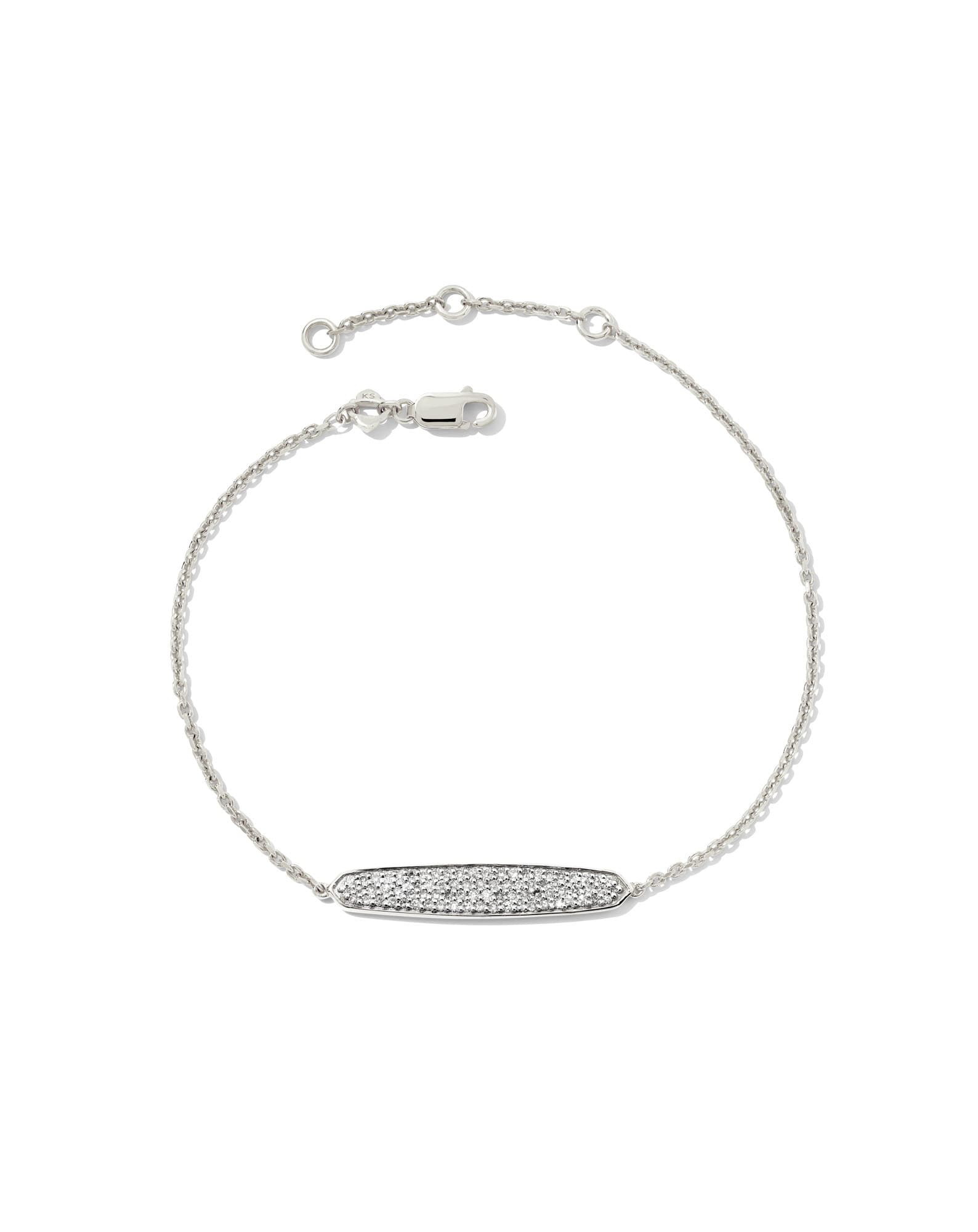 Mattie Sterling Silver Pave Delicate Bracelet in White Diamond