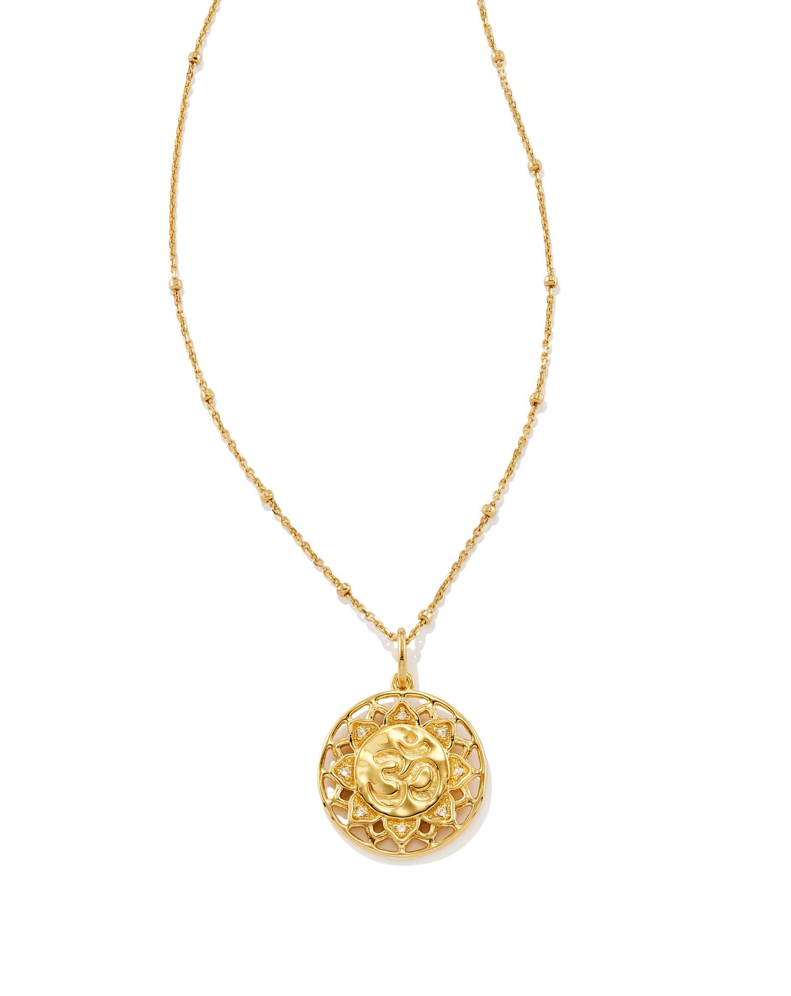 Om 18k Gold Vermeil Pendant Necklace in White Sapphire