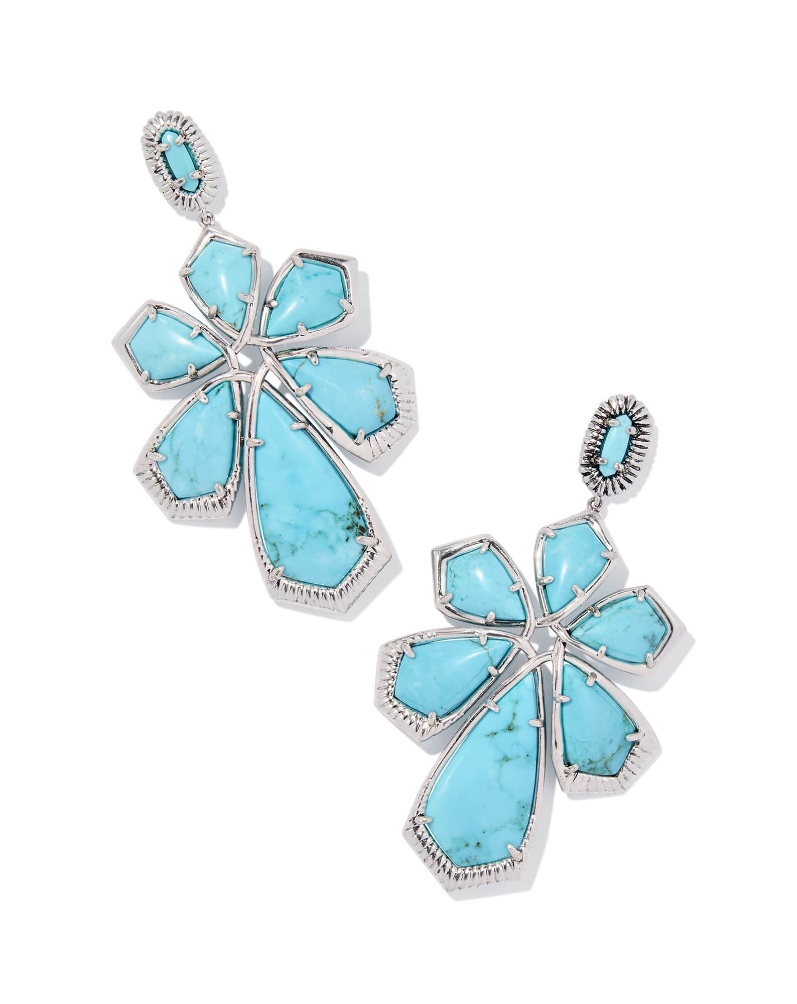 Layne Vintage Silver Statement Earrings in Variegated Turquoise Magnesite