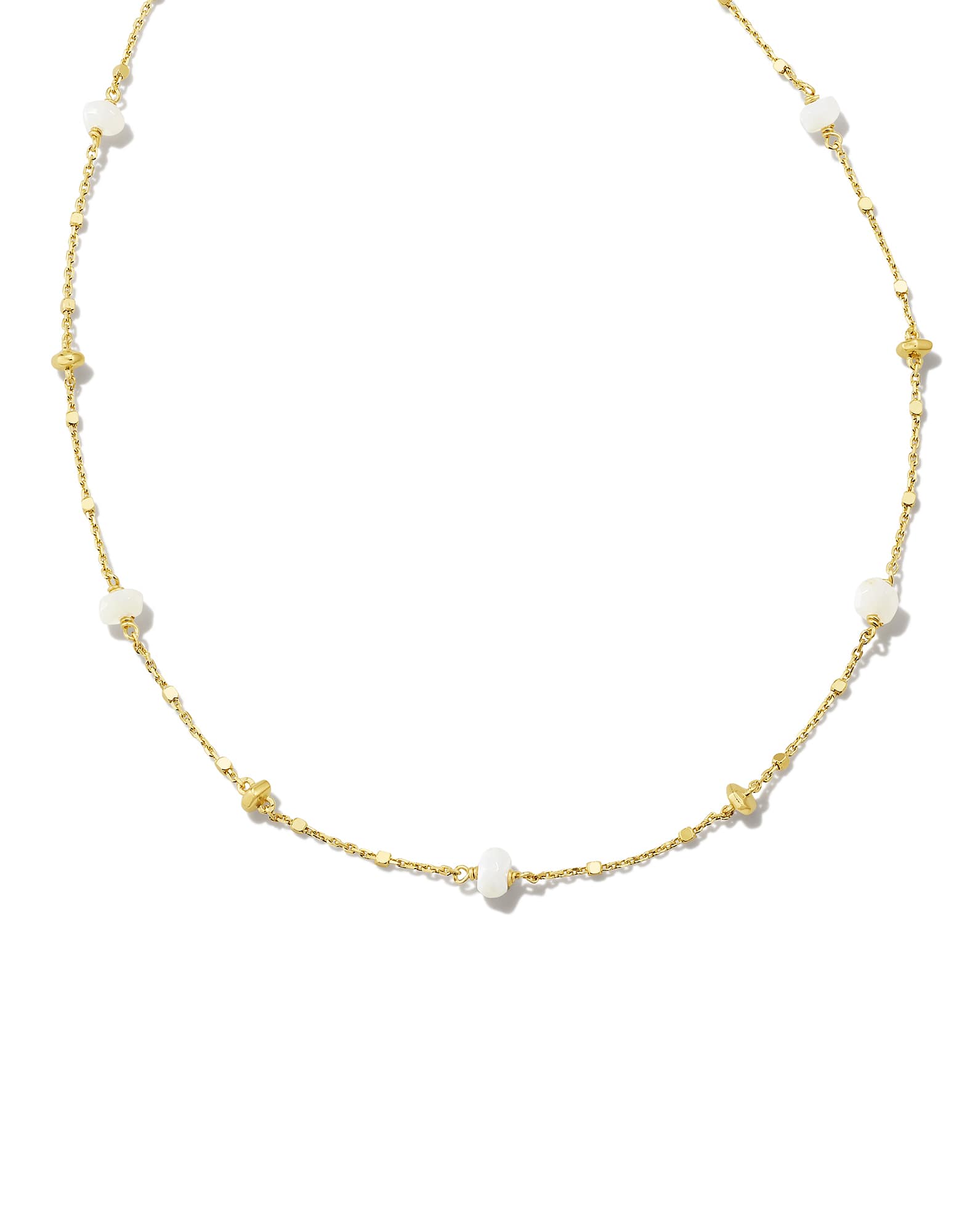 Opal 18k Gold Vermeil Strand Necklace in White Opal