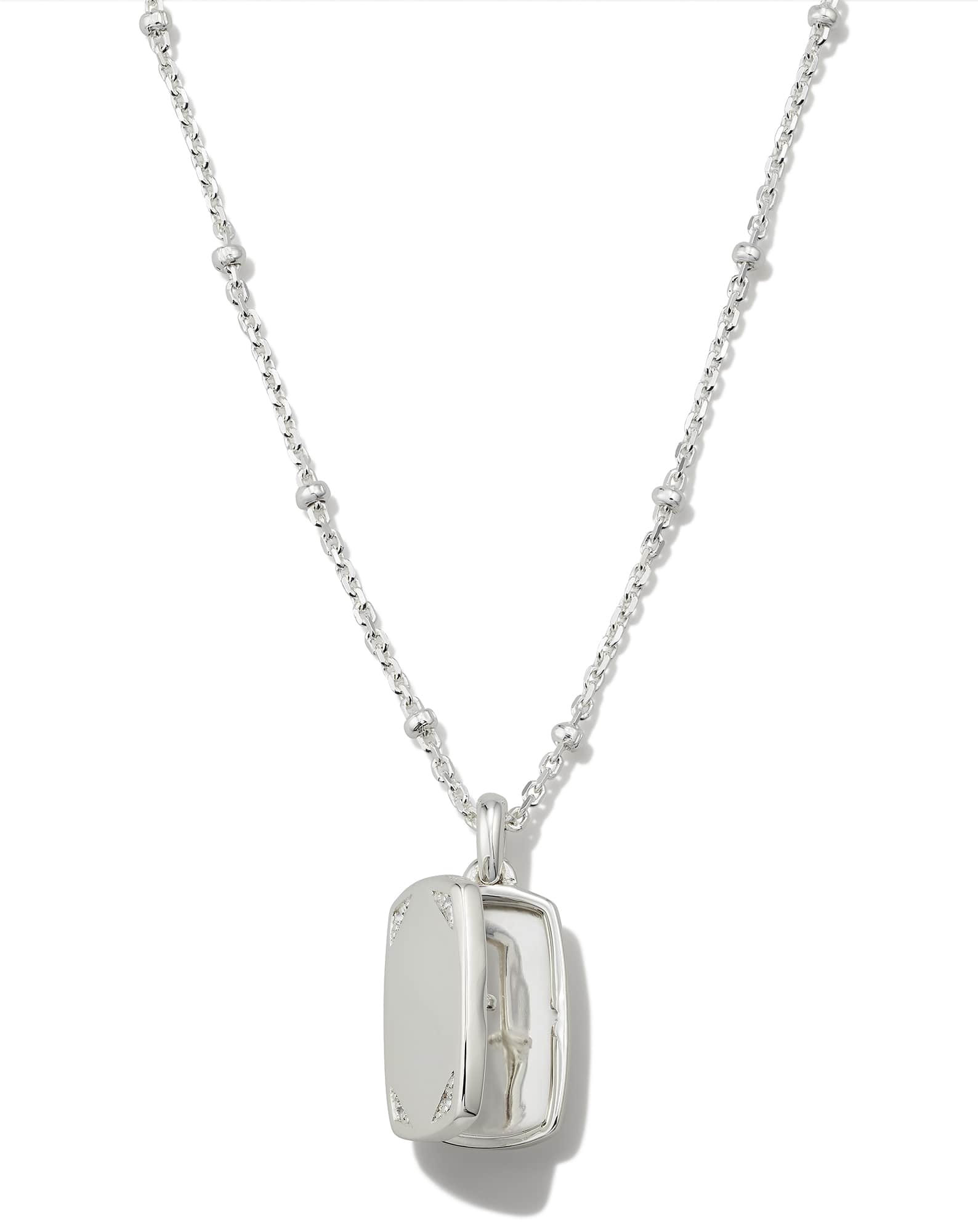 Tinsley Sterling Silver Tiny Locket Necklace in White Topaz