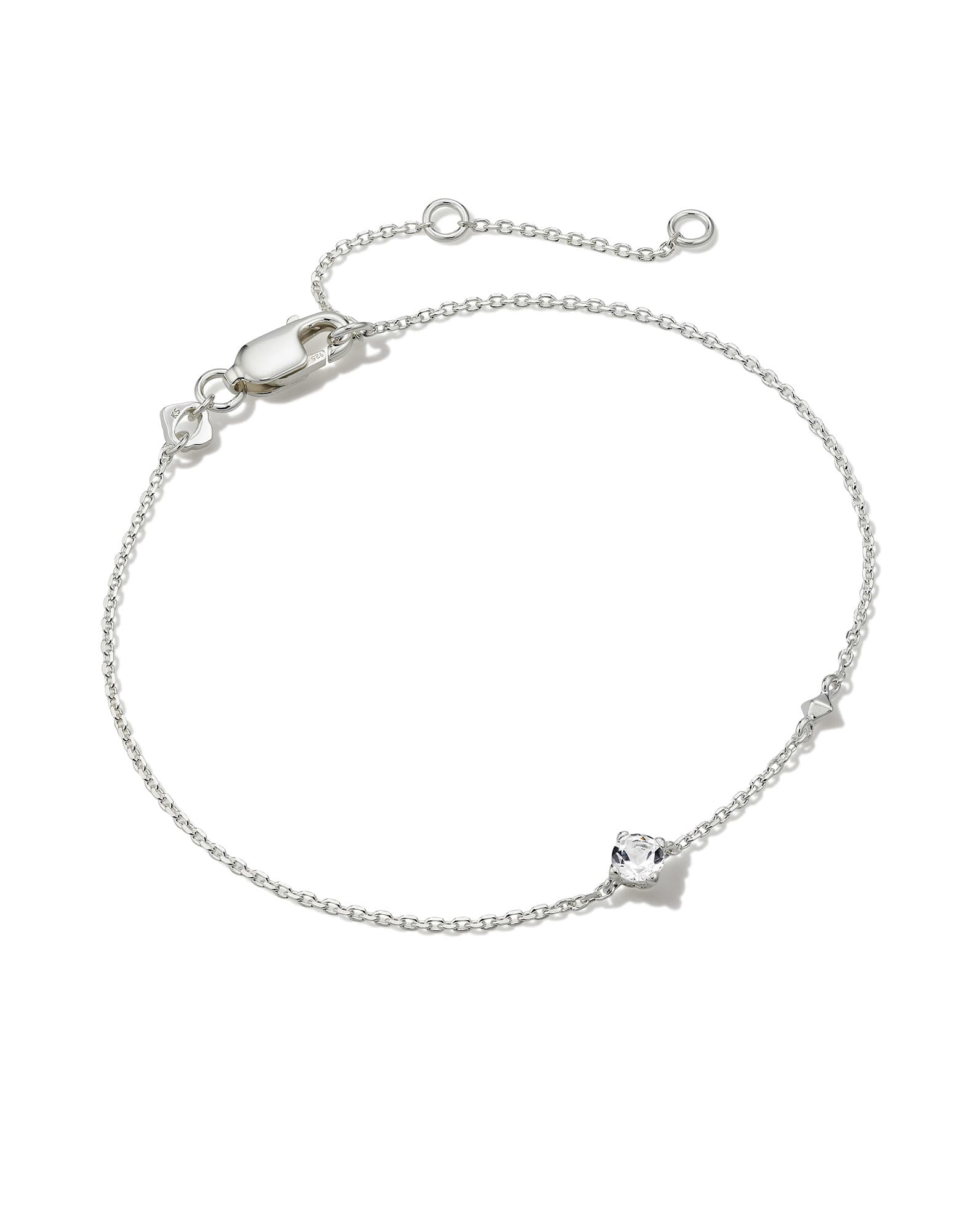 Maisie Sterling Silver Delicate Chain Bracelet in White Topaz