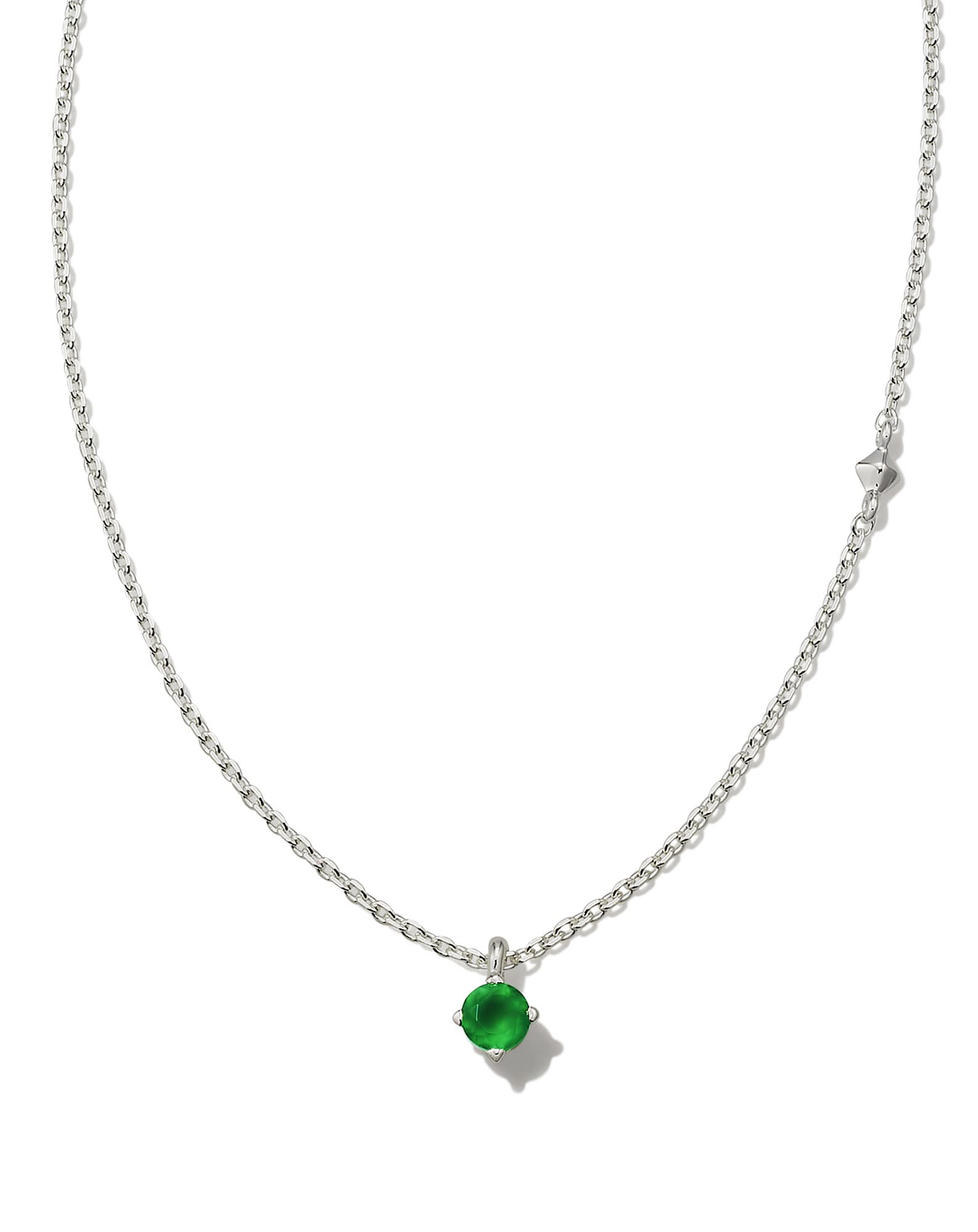 Maisie Sterling Silver Pendant Necklace in Green Onyx