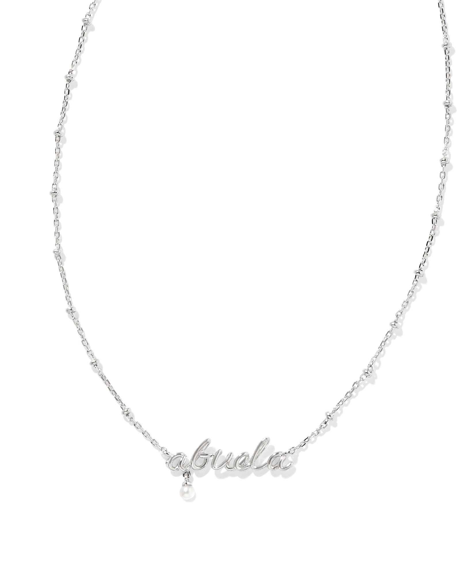 Abuela Script Pendant Necklace in Silver