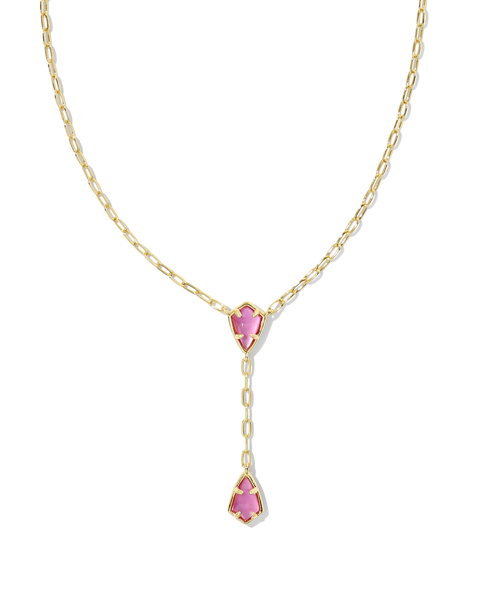 Camry Gold Y Necklace in Azalea Illusion